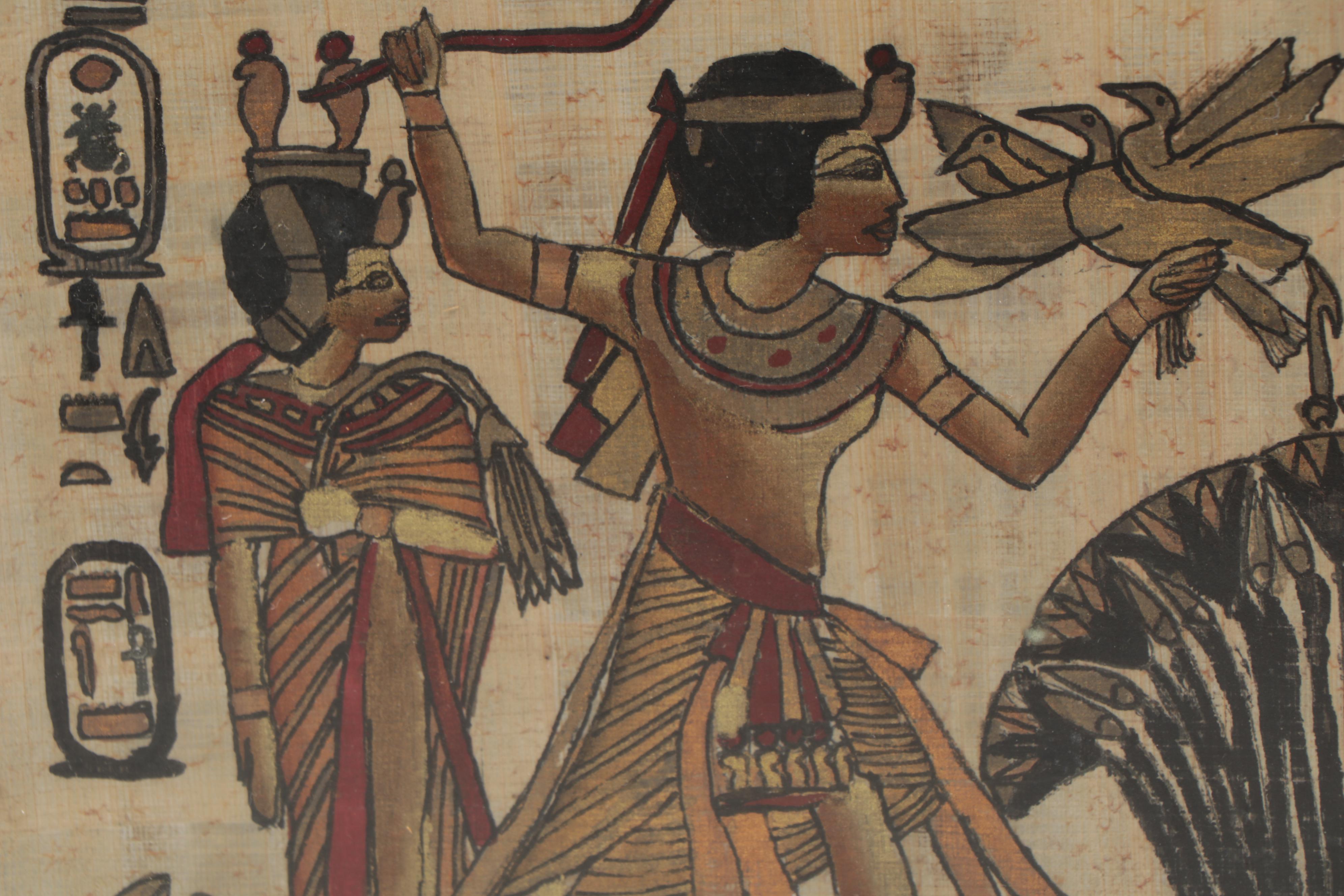 Egyptian Style Gouache Paintings on Banana Leaf