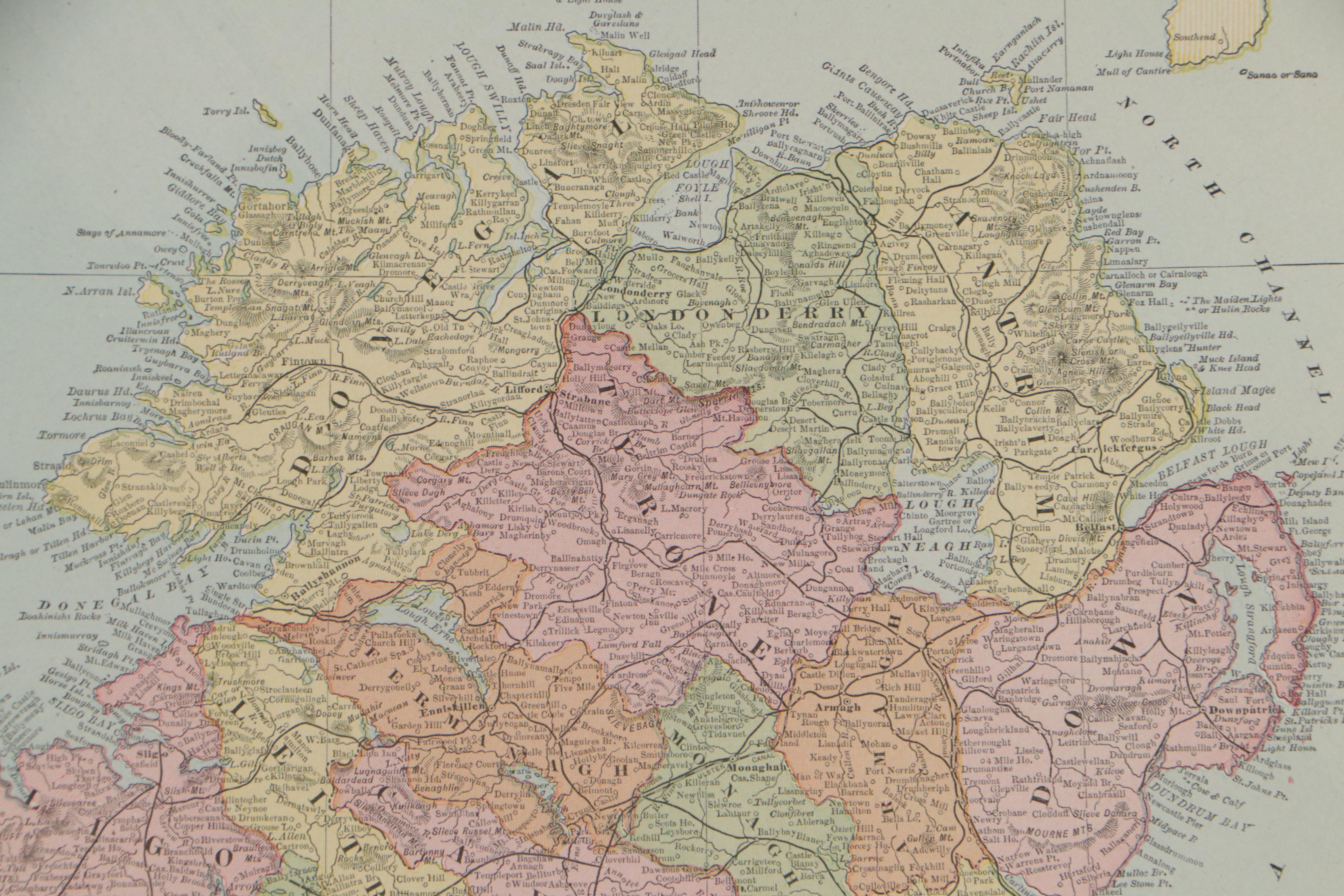 George Cram Map of Ireland, Early 20th Century