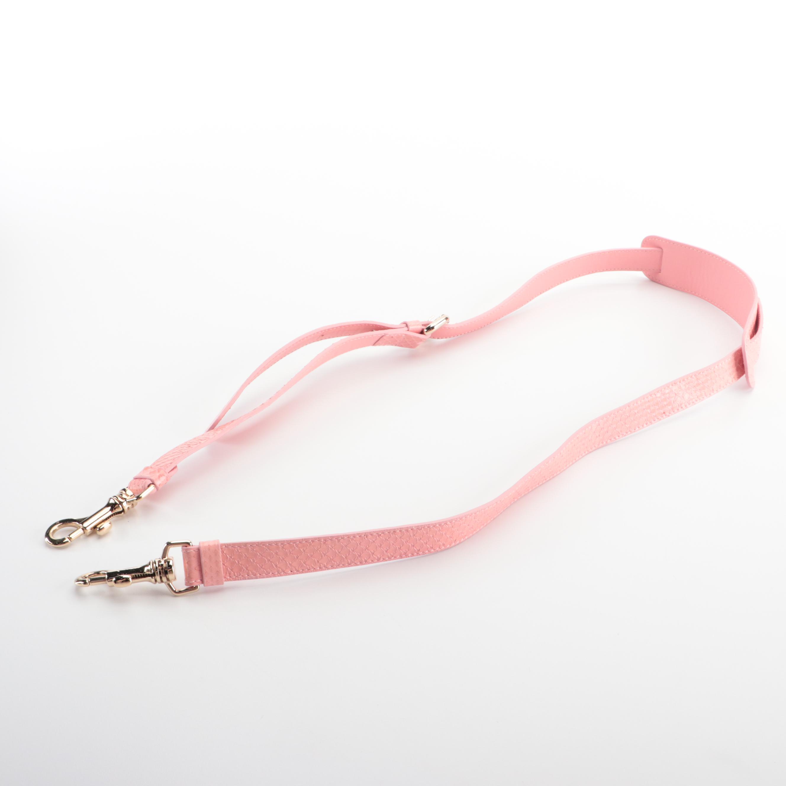 Gianni Versace Small Crossbody Bag in Pink Perforated Patent and Snakeskin