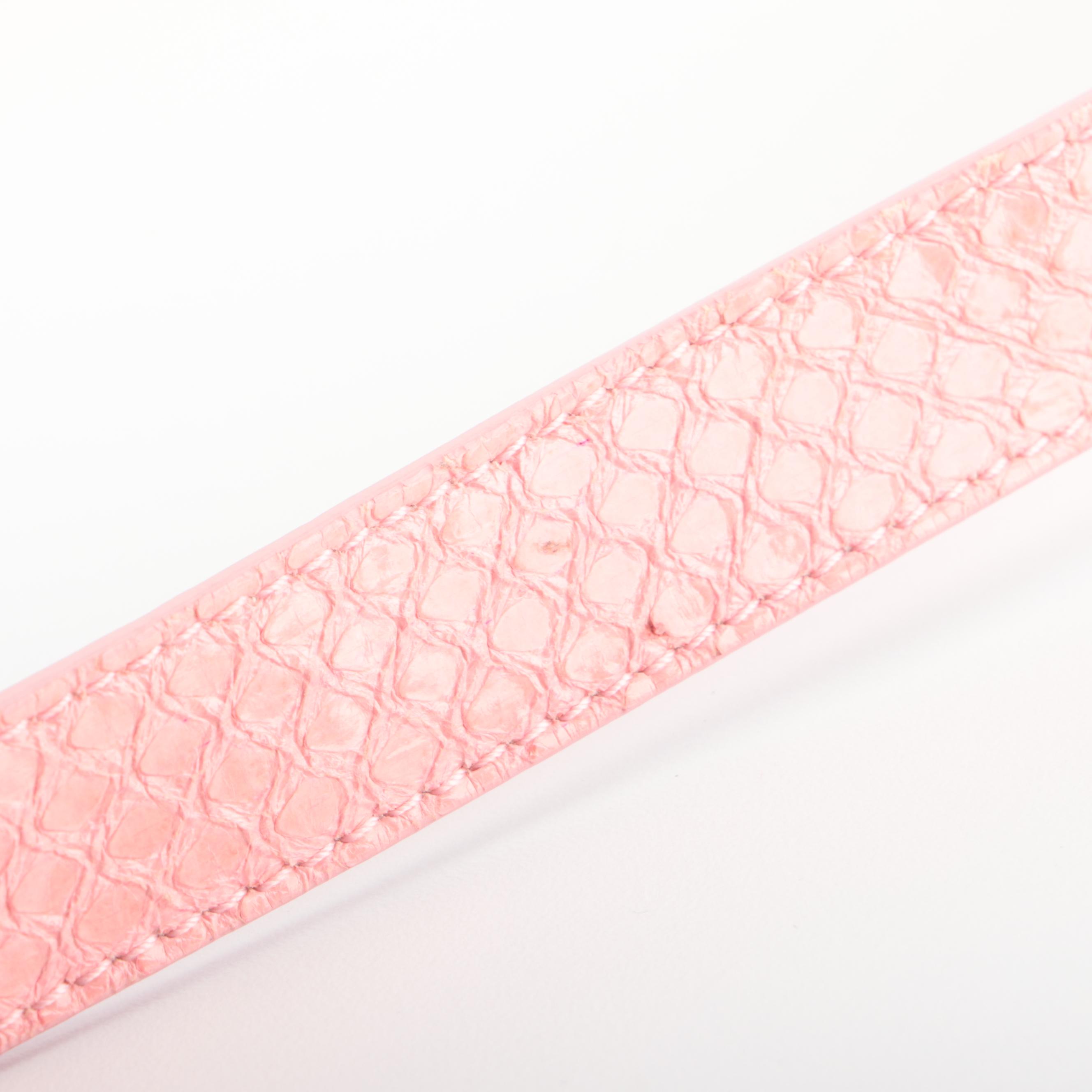 Gianni Versace Small Crossbody Bag in Pink Perforated Patent and Snakeskin