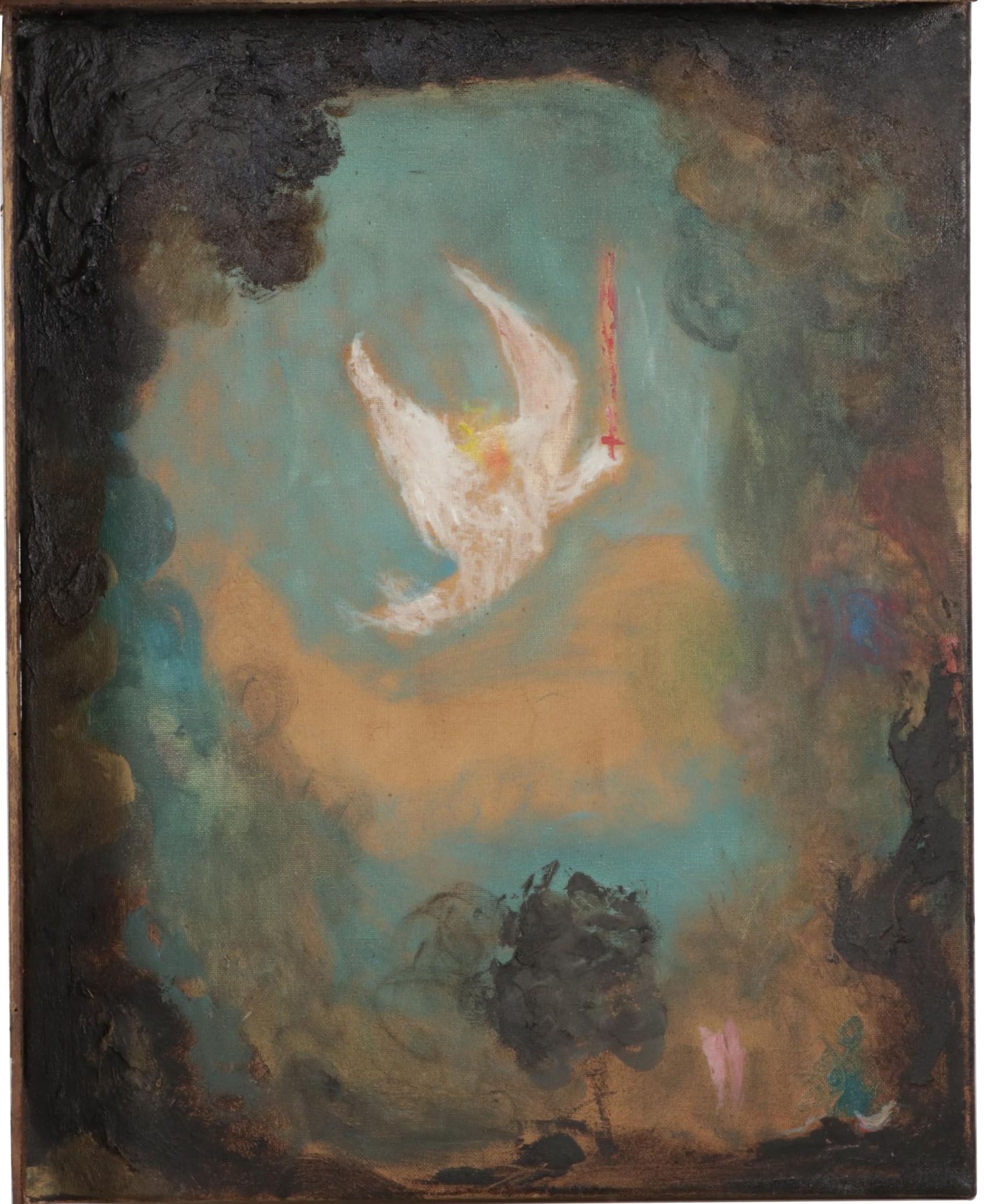 Philip the Transplant Mixed Media Painting "The Flaming Sword," 2019