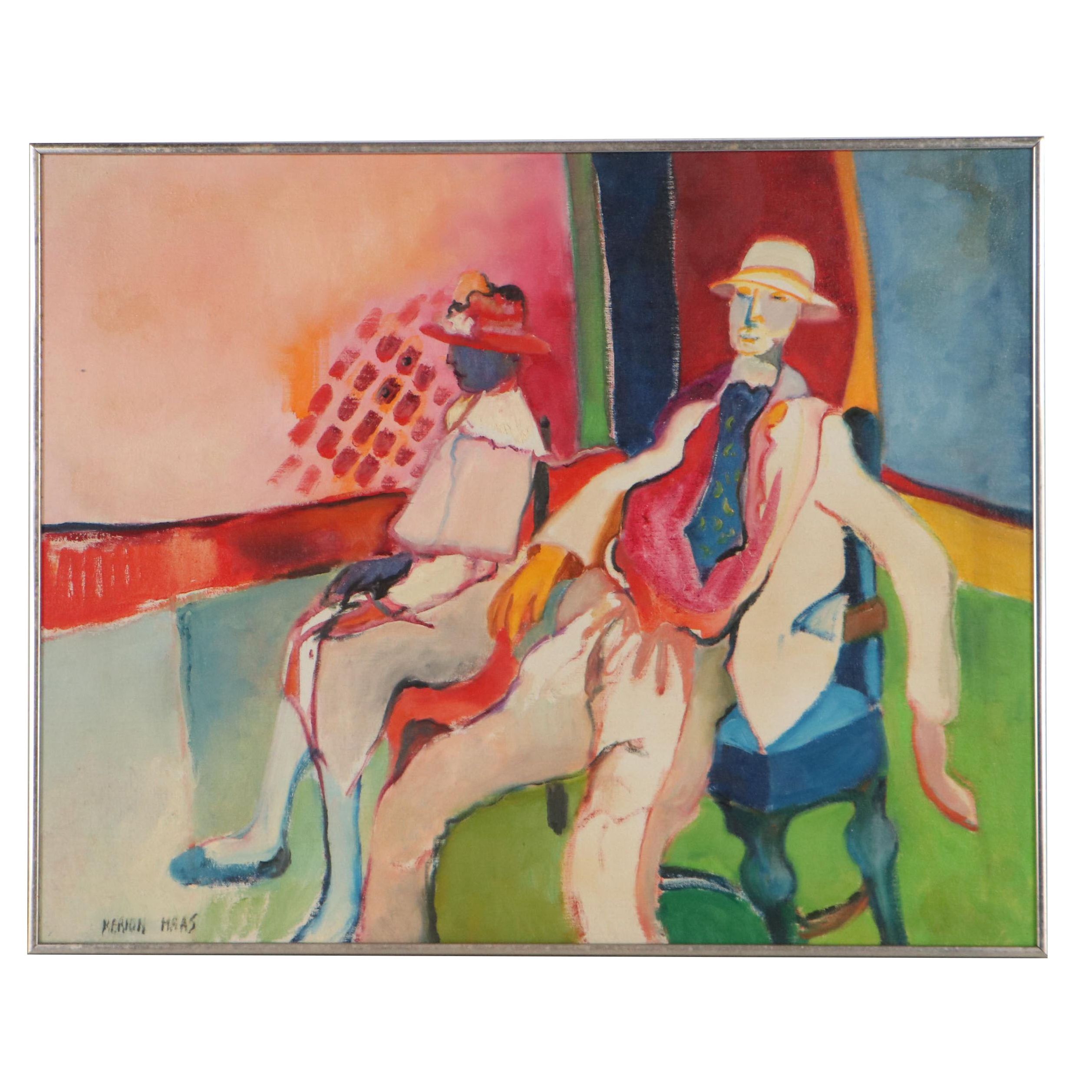 Marion Maas Figural Oil Painting, Circa 1965