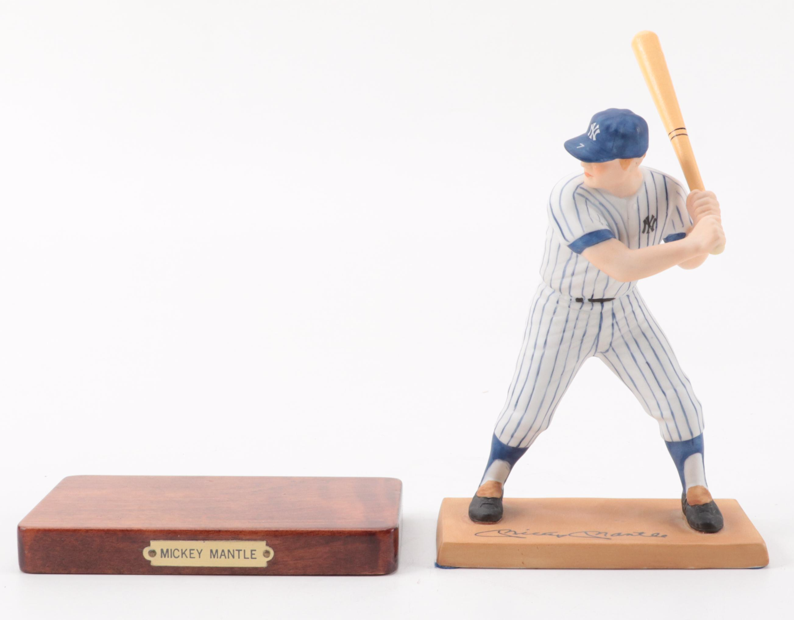 Sports Impressions Mickey Mantle Porcelain Collector Plate and Baseball Figurine
