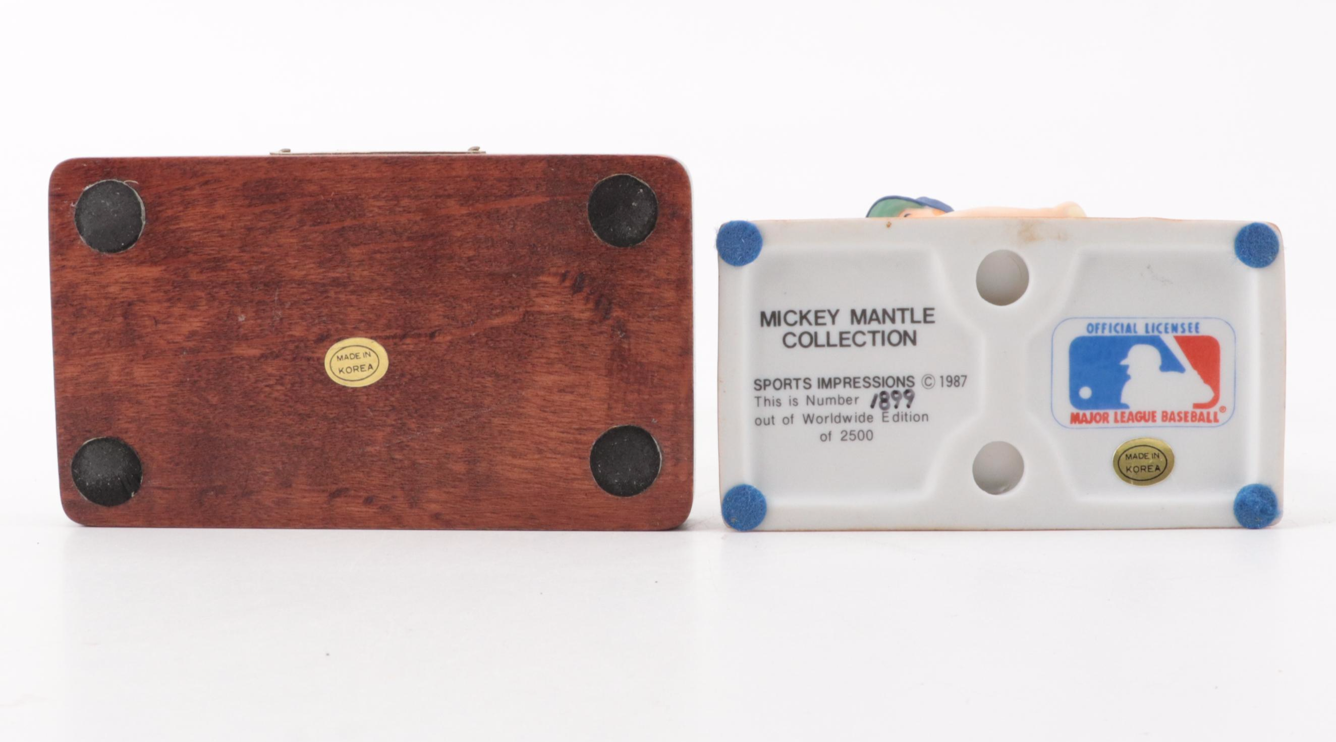 Sports Impressions Mickey Mantle Porcelain Collector Plate and Baseball Figurine