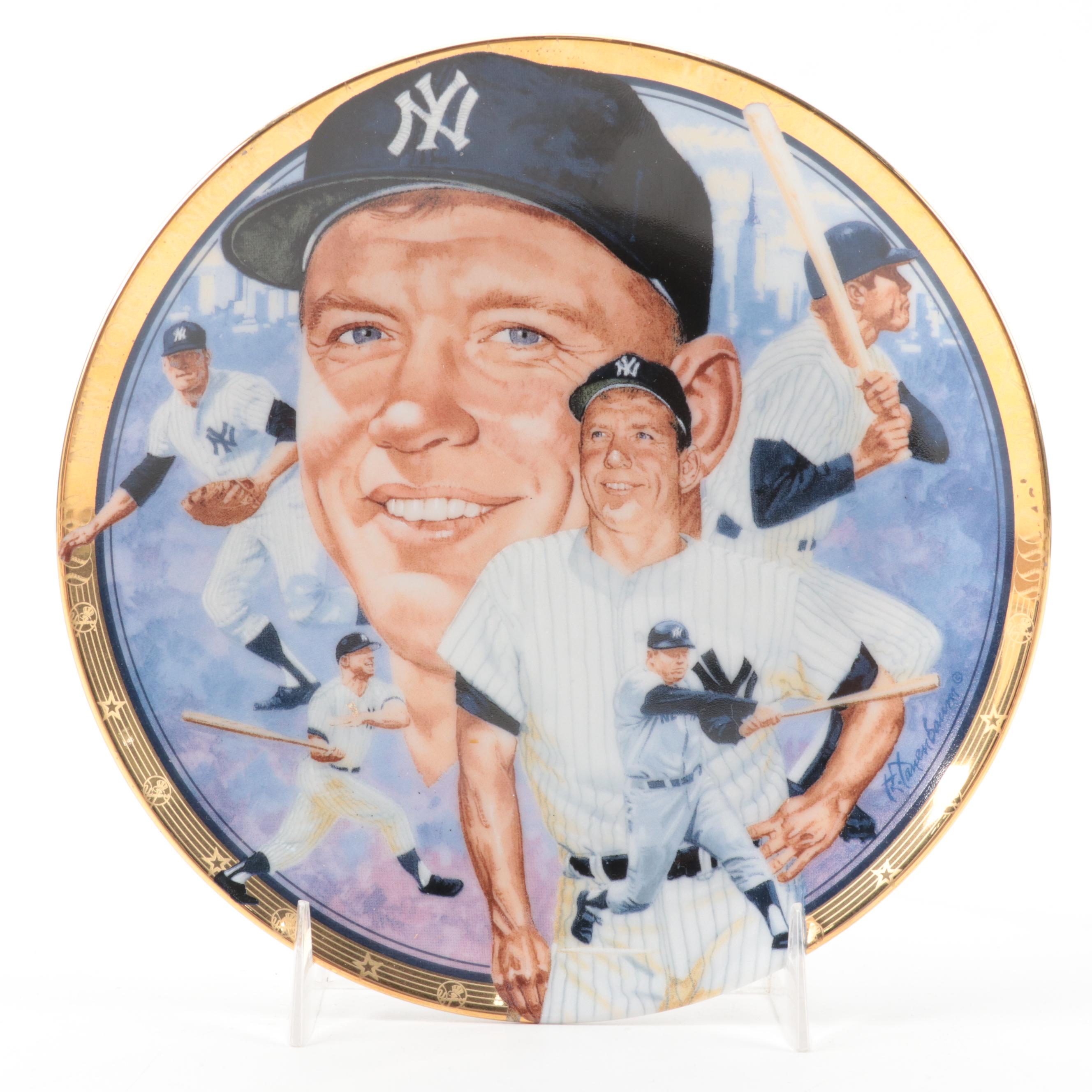 Sports Impressions Mickey Mantle Porcelain Collector Plate and Baseball Figurine