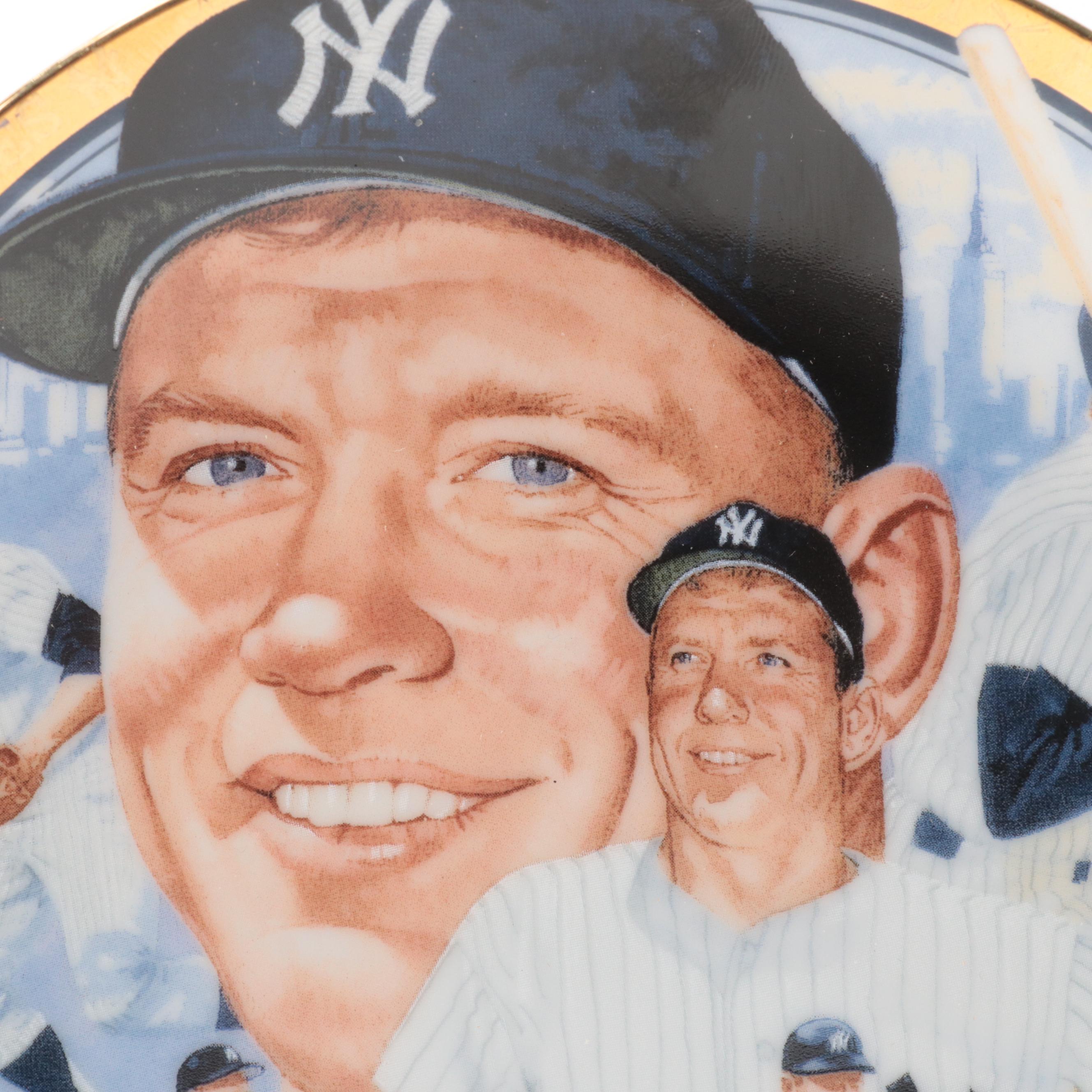 Sports Impressions Mickey Mantle Porcelain Collector Plate and Baseball Figurine