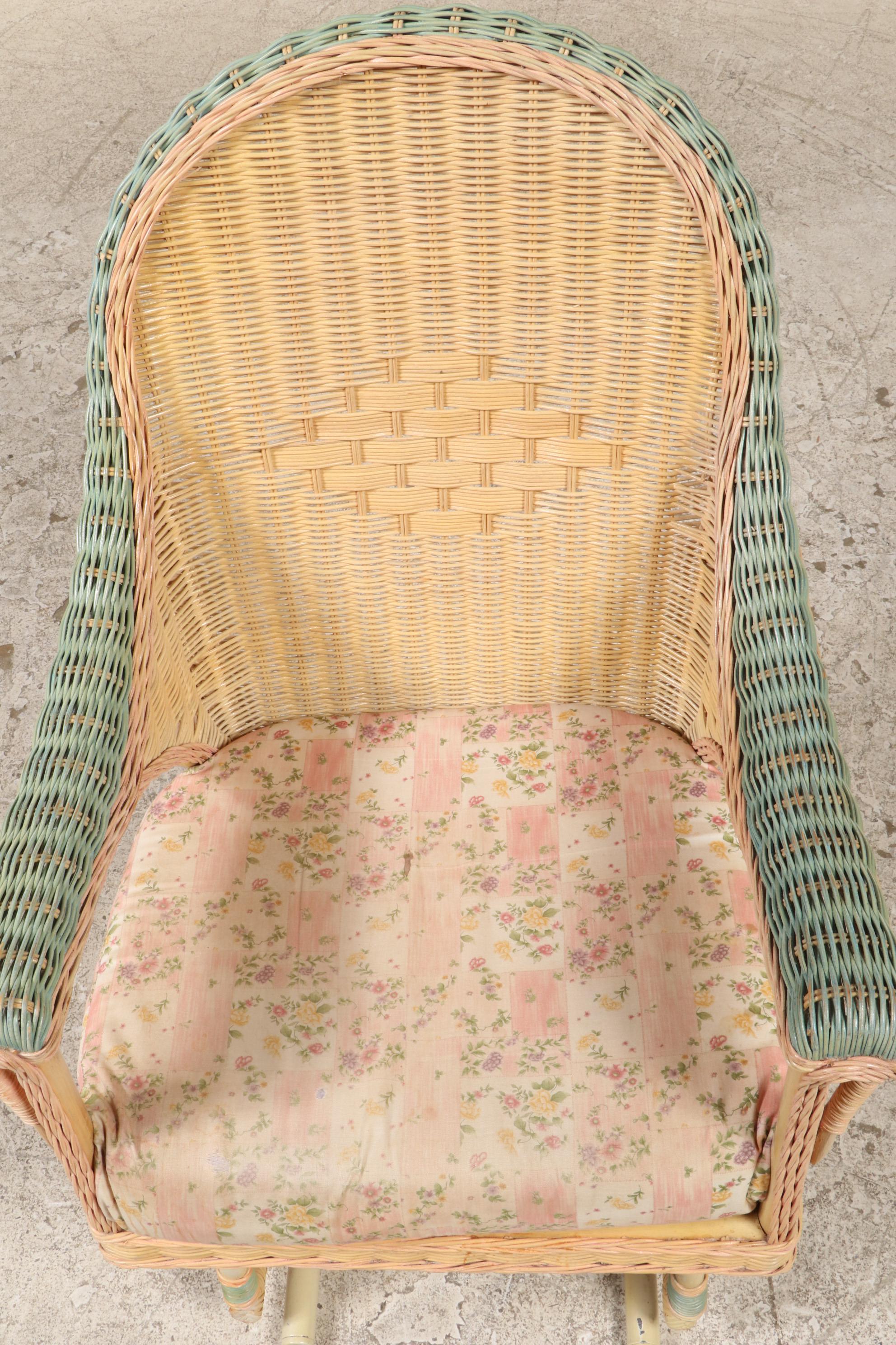 Veranda Gliders "Rosa" Wicker, Rattan, and Tubular Metal Glider-Rocker