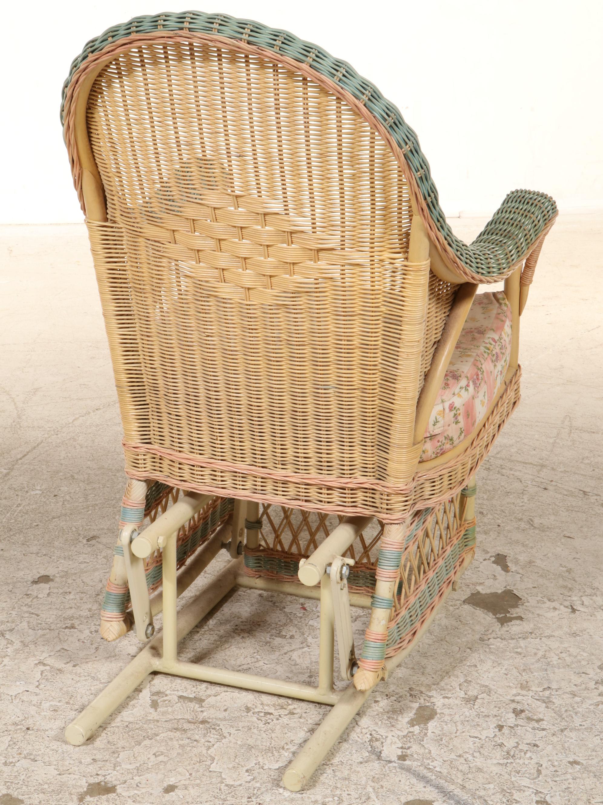 Veranda Gliders "Rosa" Wicker, Rattan, and Tubular Metal Glider-Rocker
