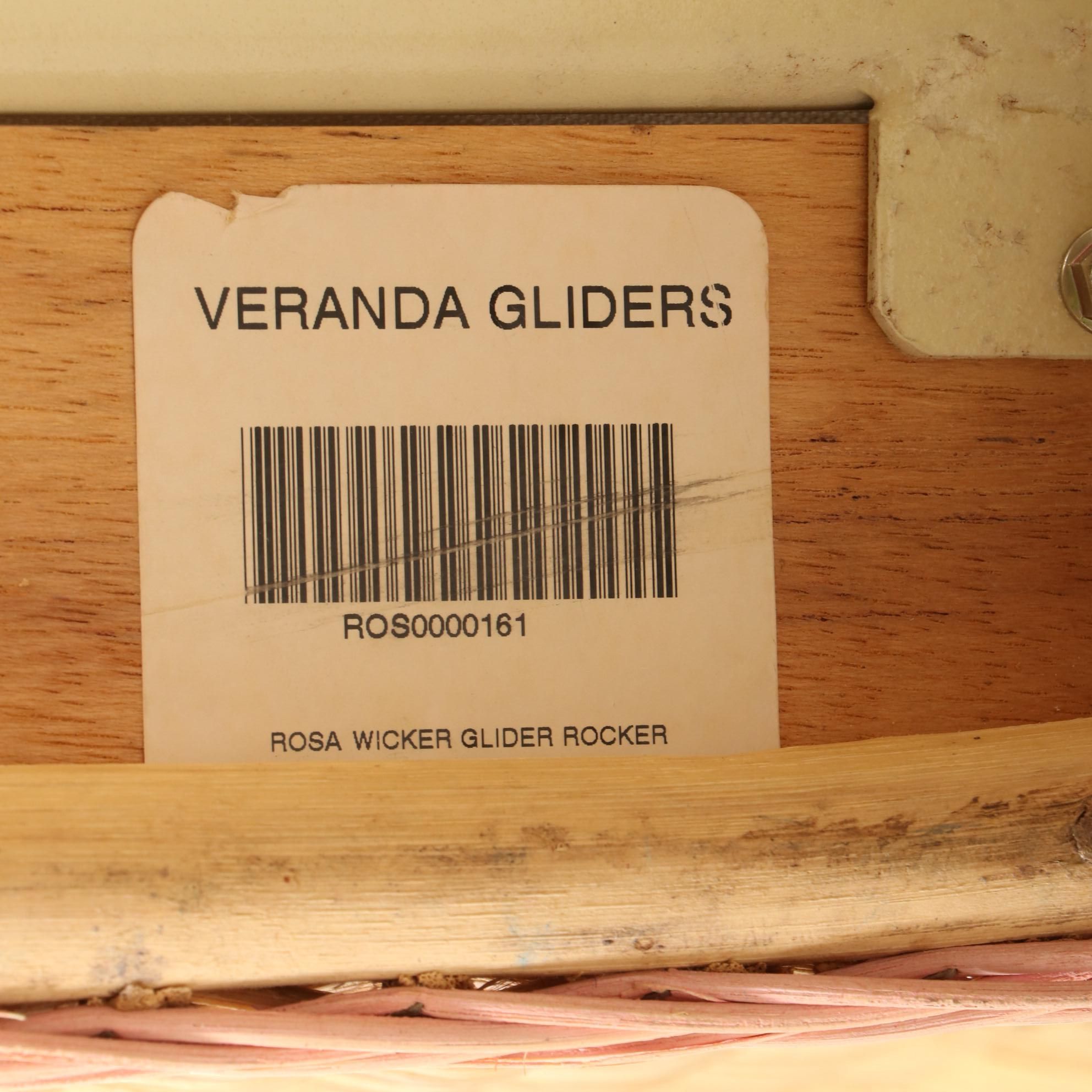 Veranda Gliders "Rosa" Wicker, Rattan, and Tubular Metal Glider-Rocker