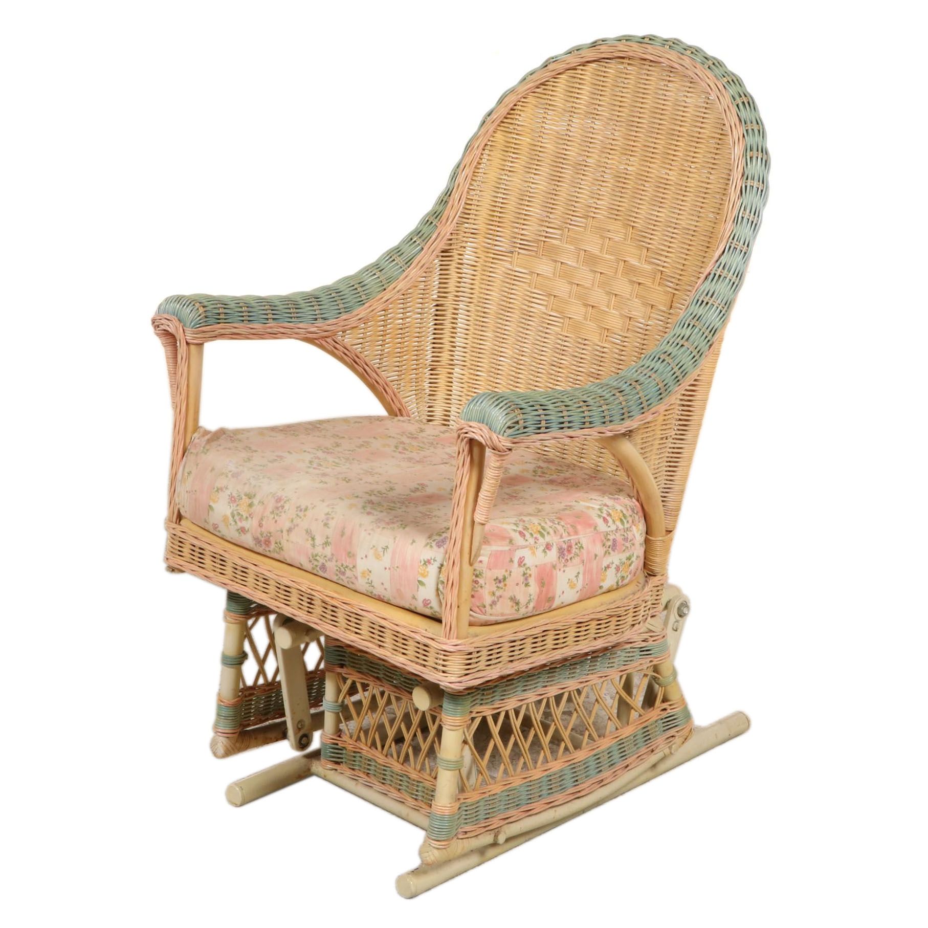 Veranda Gliders "Rosa" Wicker, Rattan, and Tubular Metal Glider-Rocker