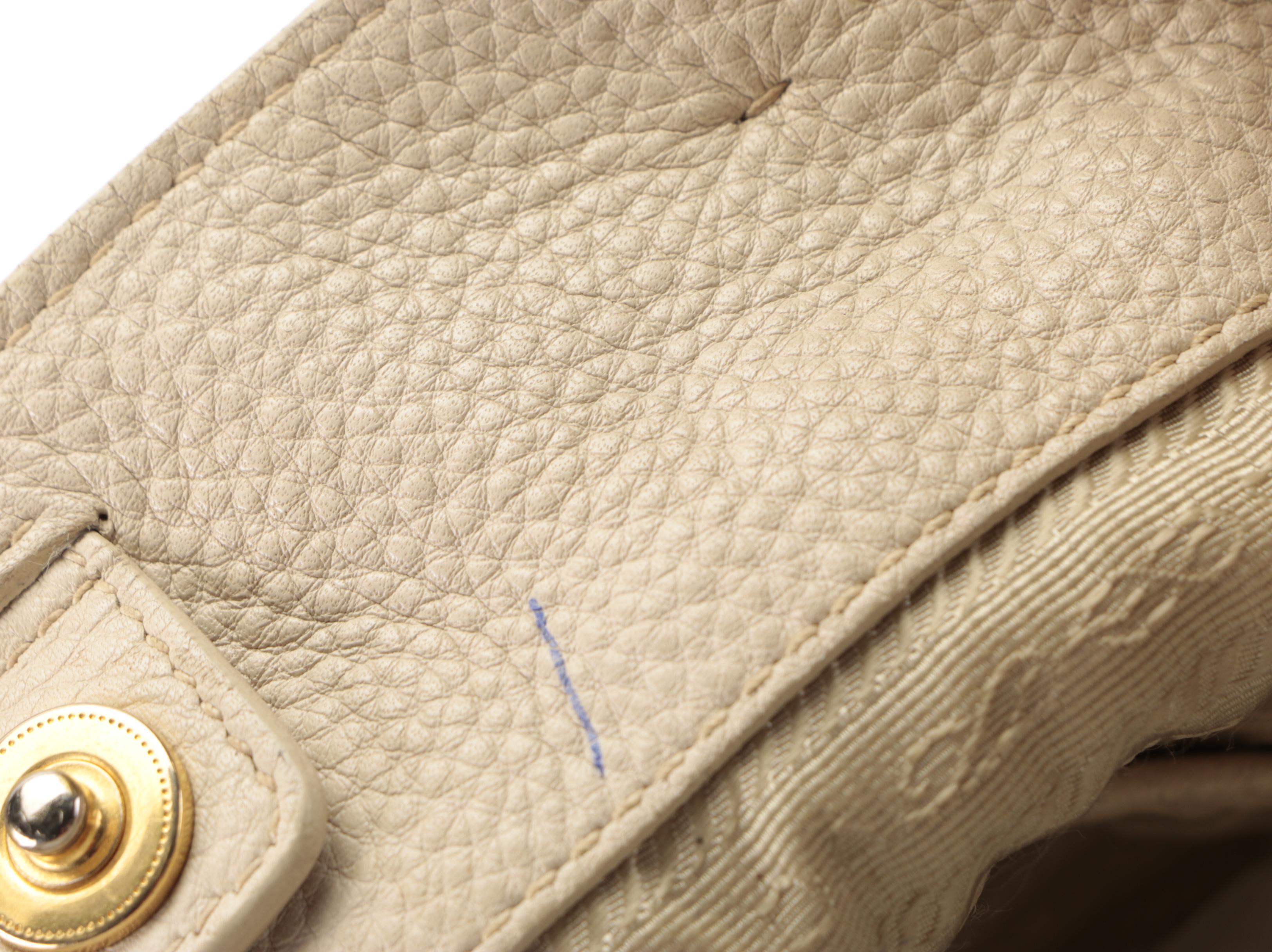 Prada Large Two-Way Shopper Tote in Beige Pebbled Leather