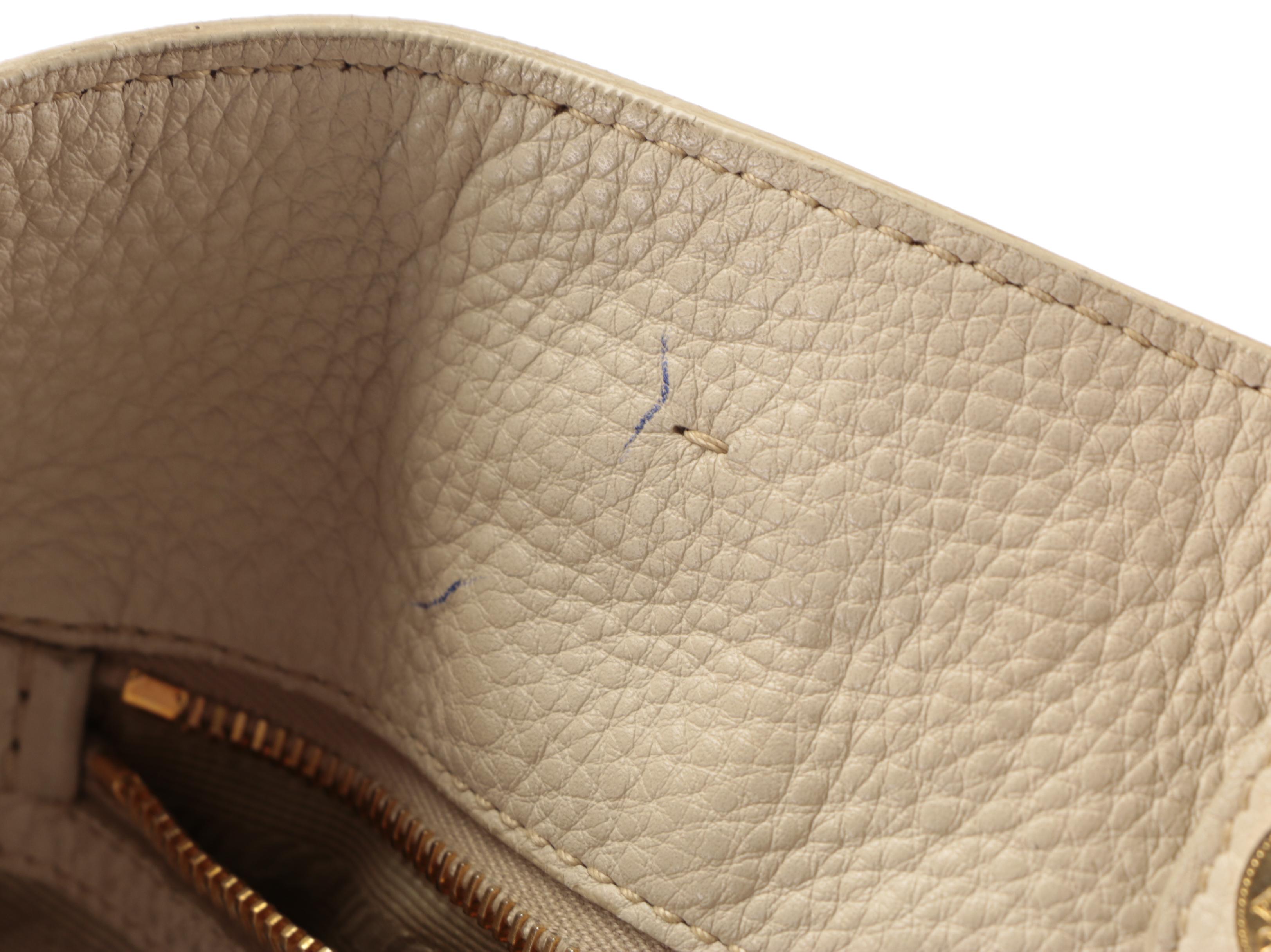 Prada Large Two-Way Shopper Tote in Beige Pebbled Leather