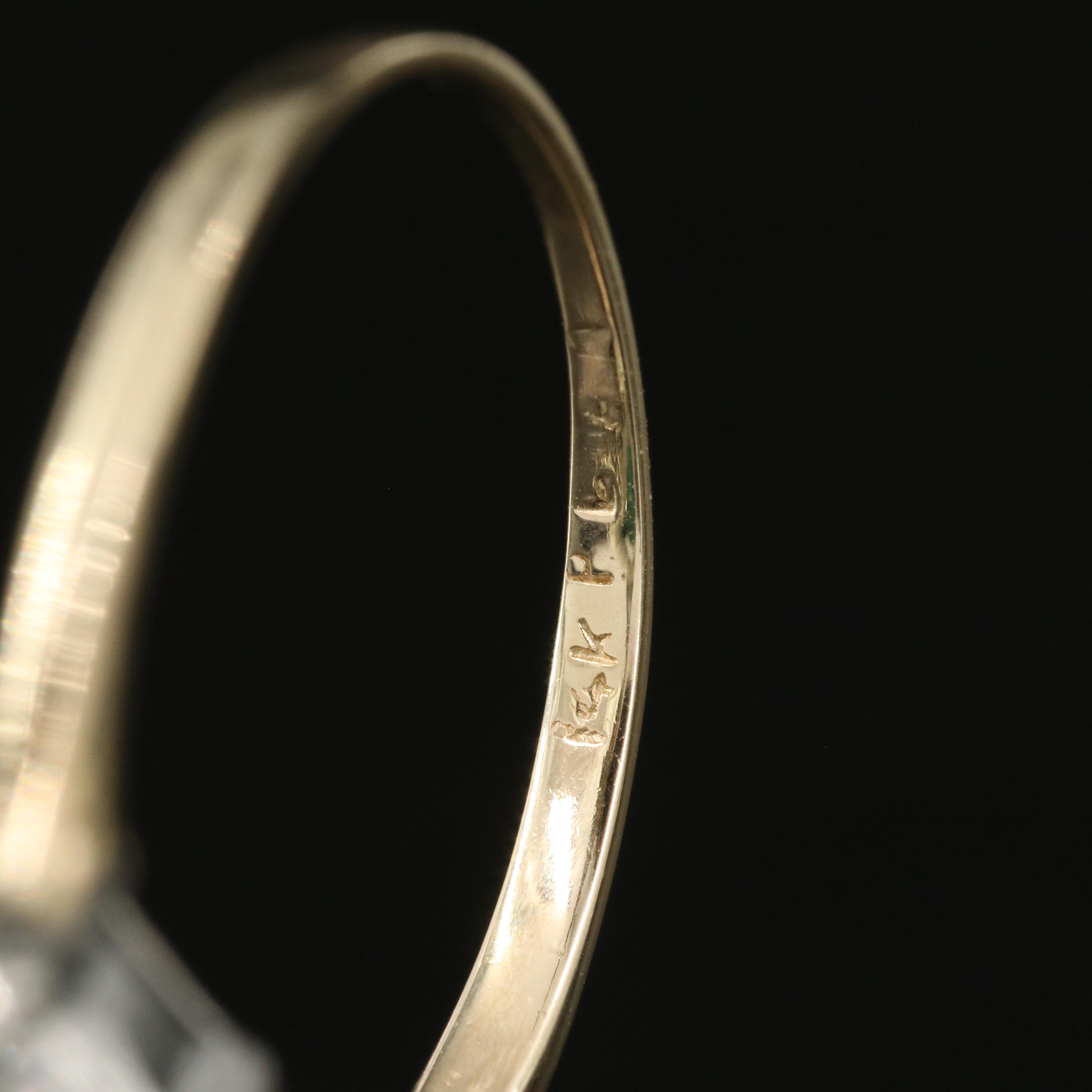 Vintage 14K 6.22 CT Emerald and Diamond Ring with Platinum Accent