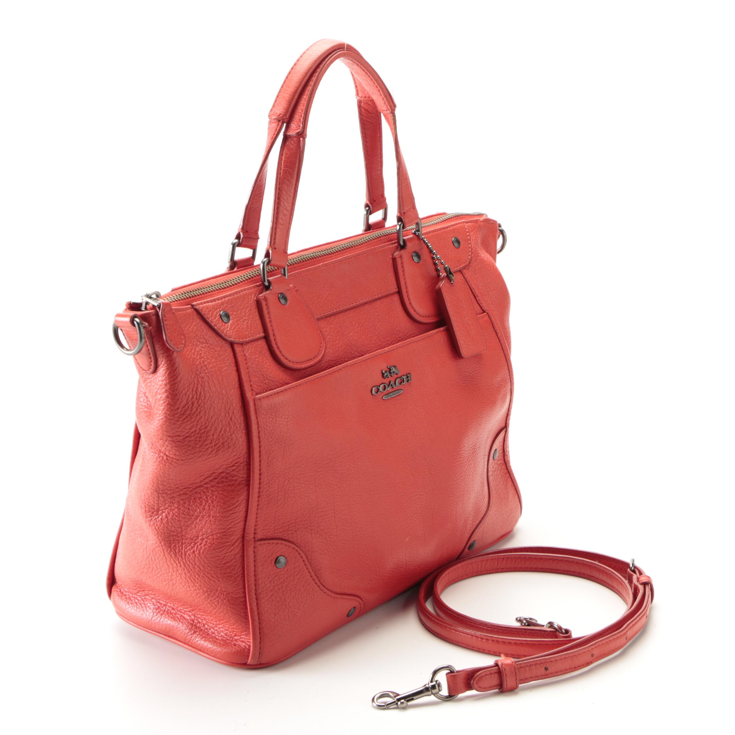 Coach Mickie Satchel in Red Grain Leather