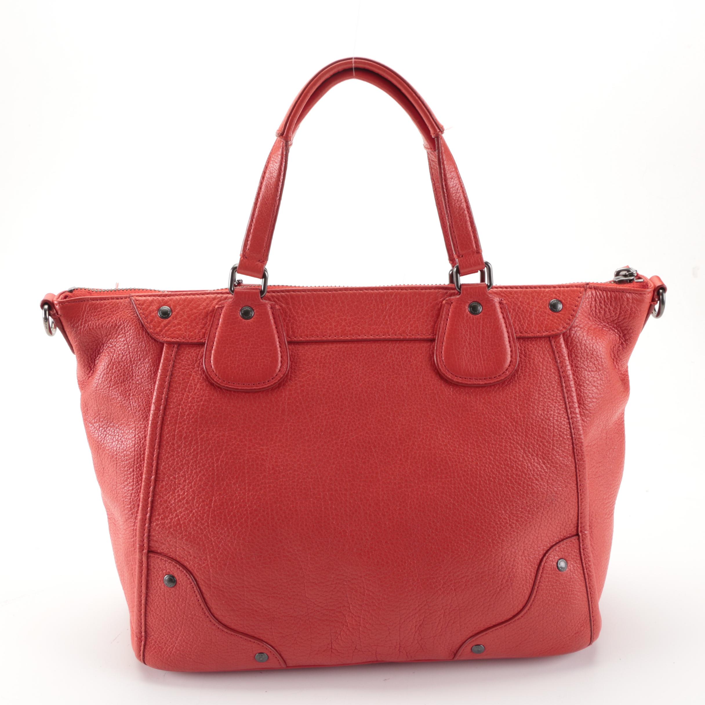 Coach Mickie Satchel in Red Grain Leather