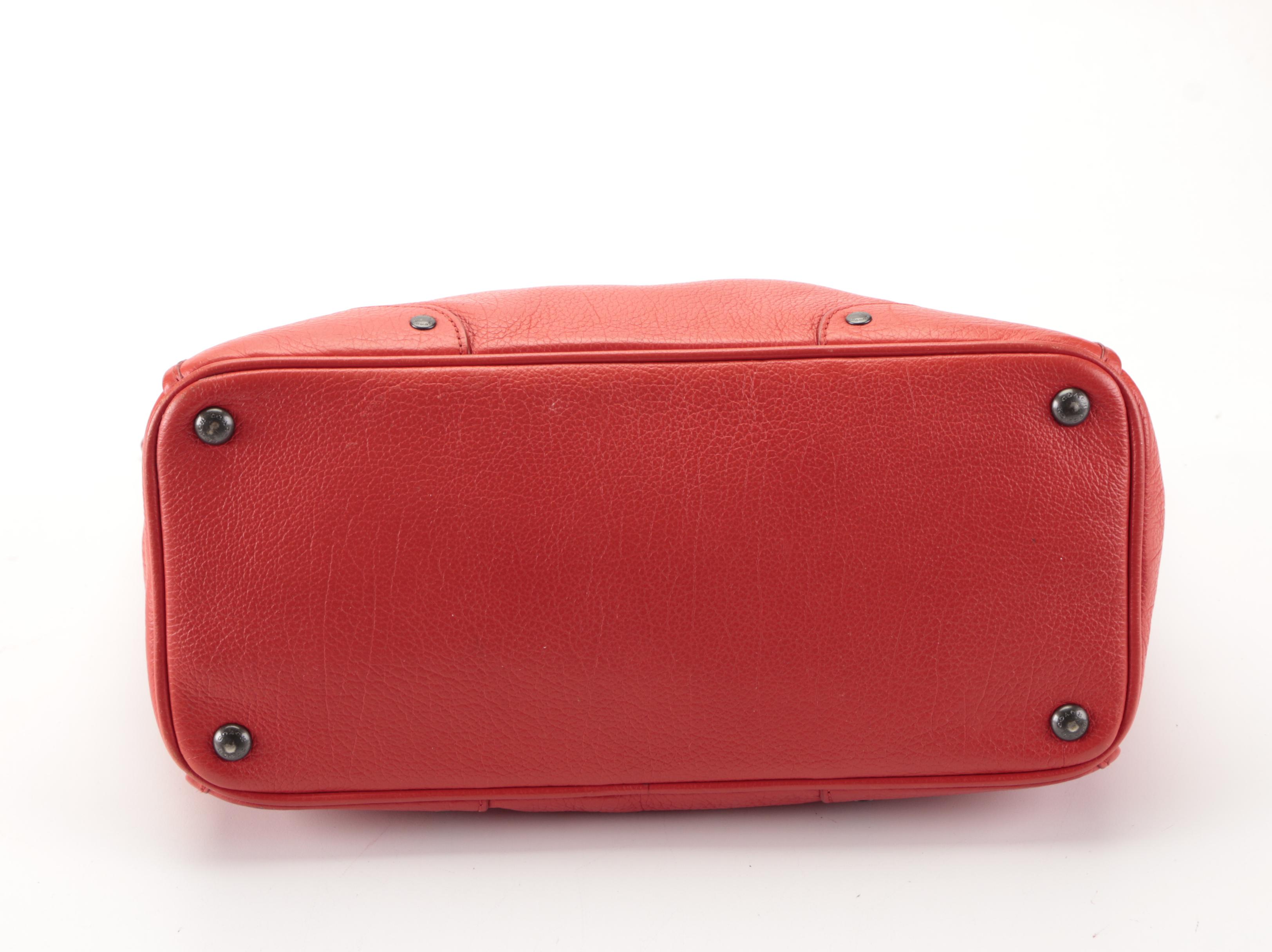 Coach Mickie Satchel in Red Grain Leather