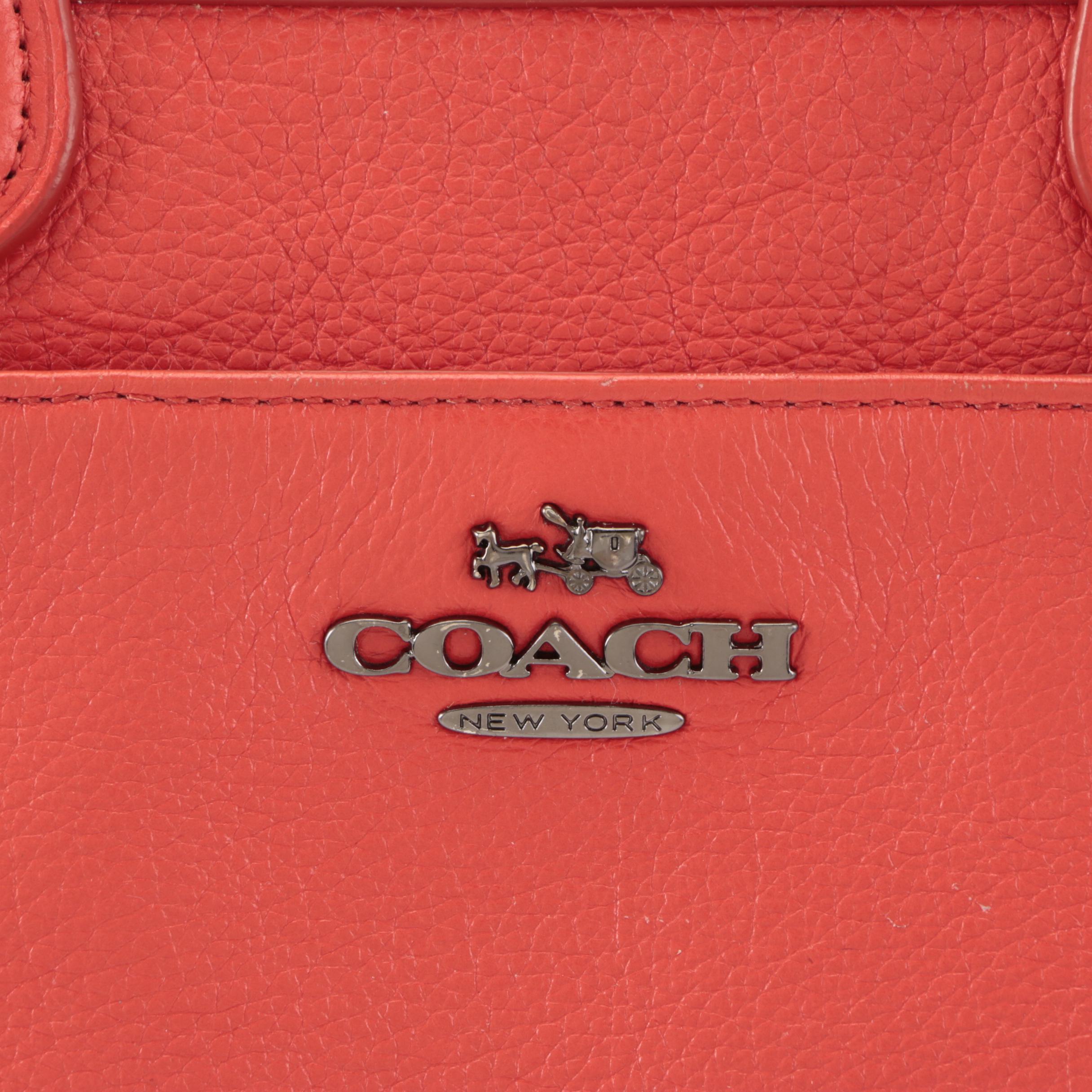 Coach Mickie Satchel in Red Grain Leather