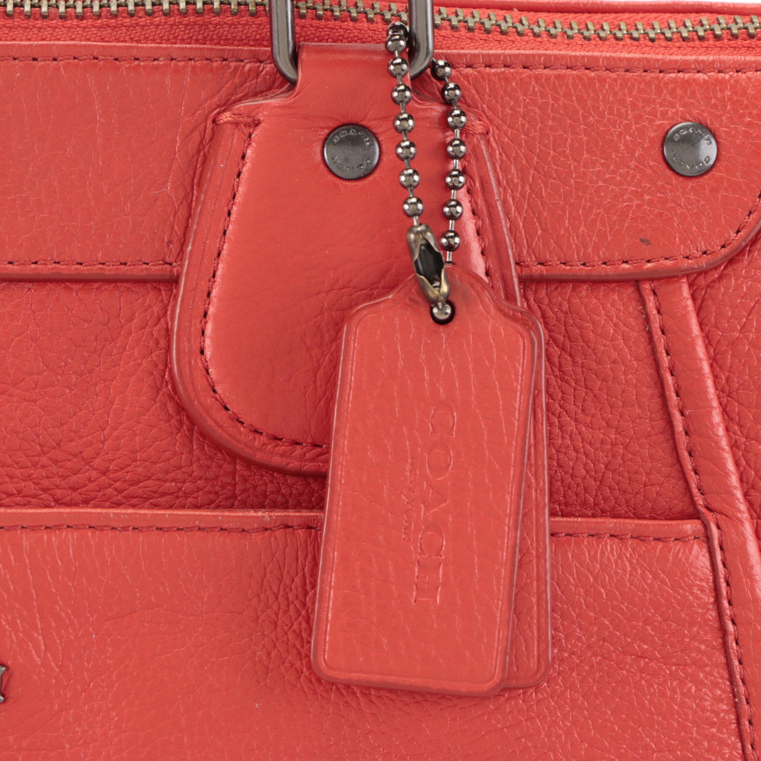 Coach Mickie Satchel in Red Grain Leather