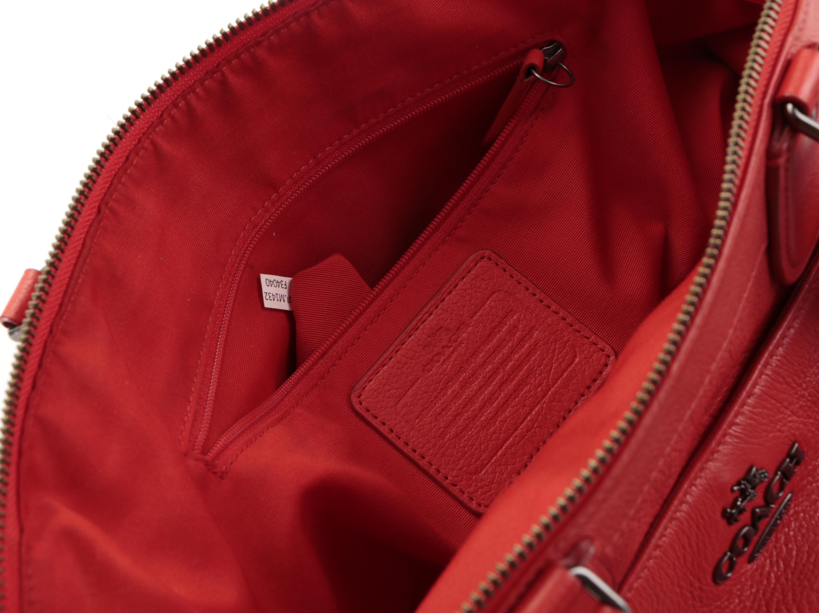 Coach Mickie Satchel in Red Grain Leather