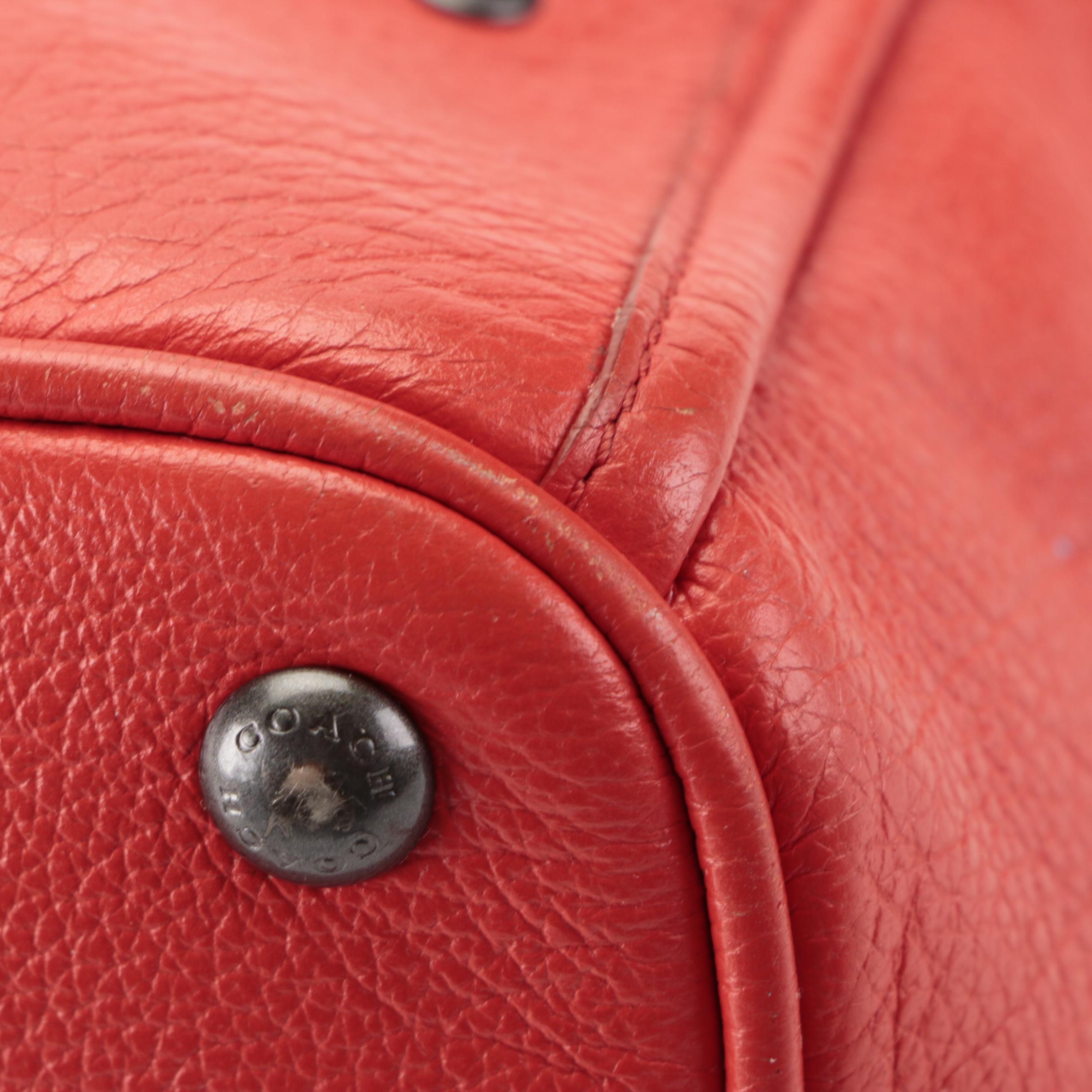 Coach Mickie Satchel in Red Grain Leather