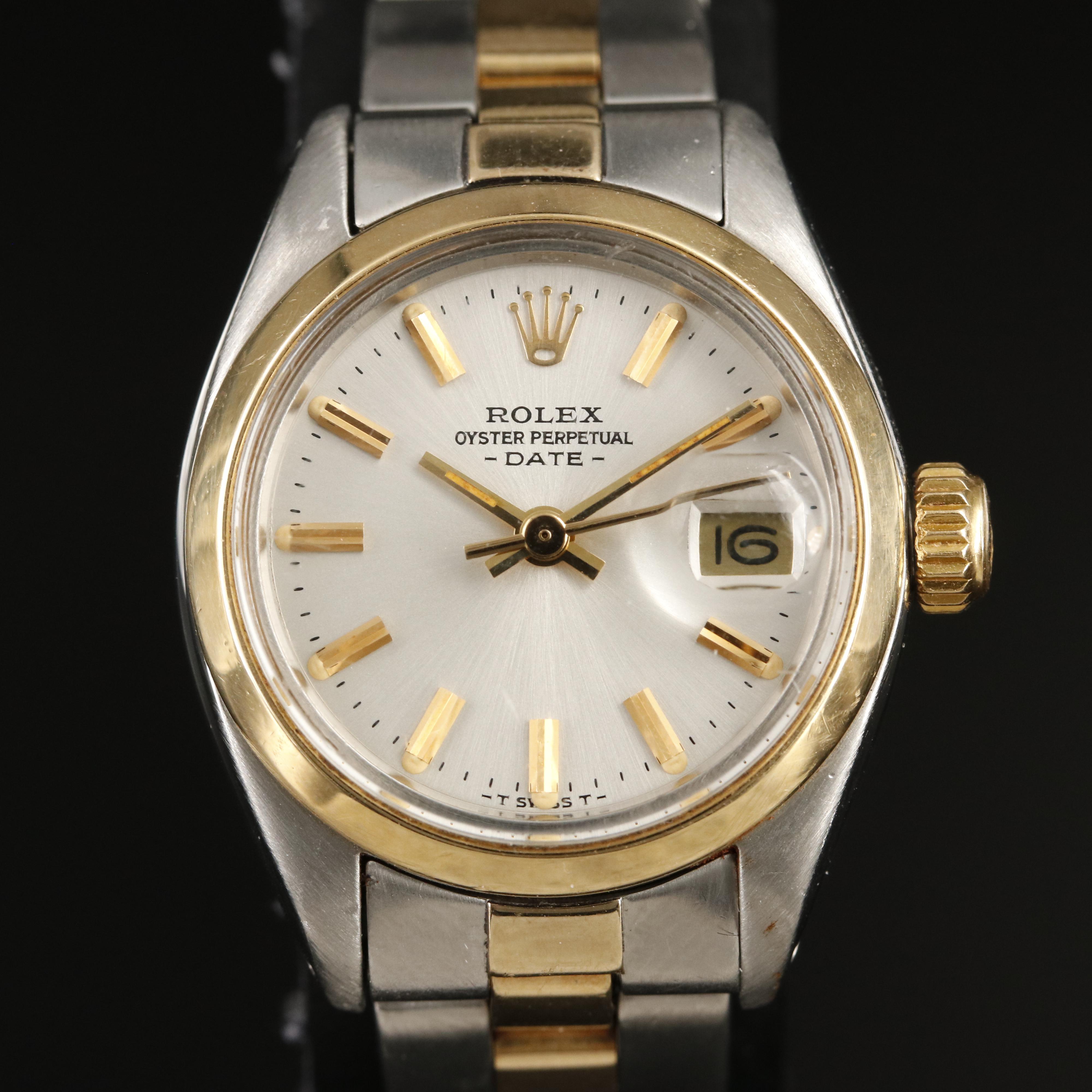1978 Rolex Oyster Perpetual Date Stainless Steel and 14K Watch