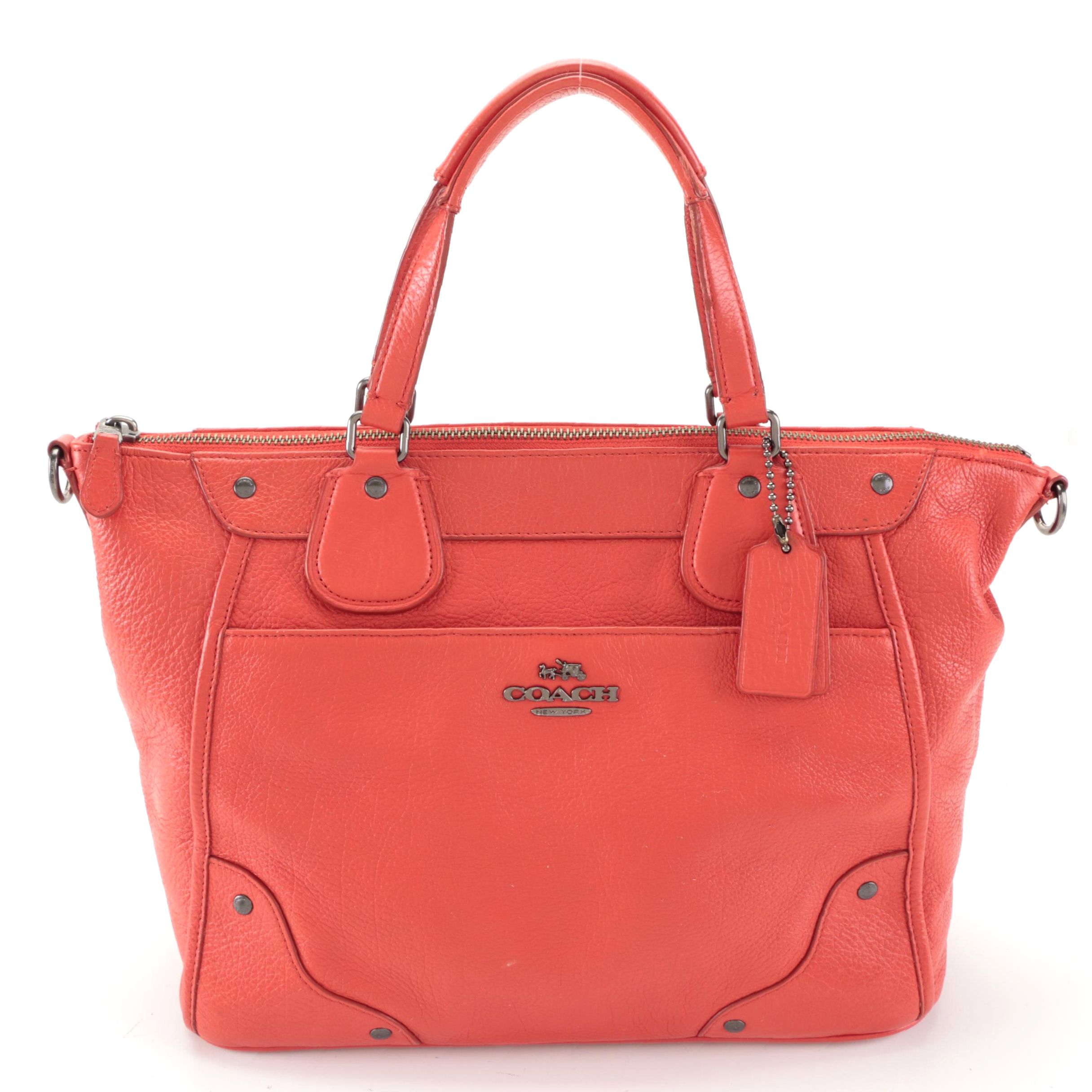 Coach Mickie Satchel in Red Grain Leather