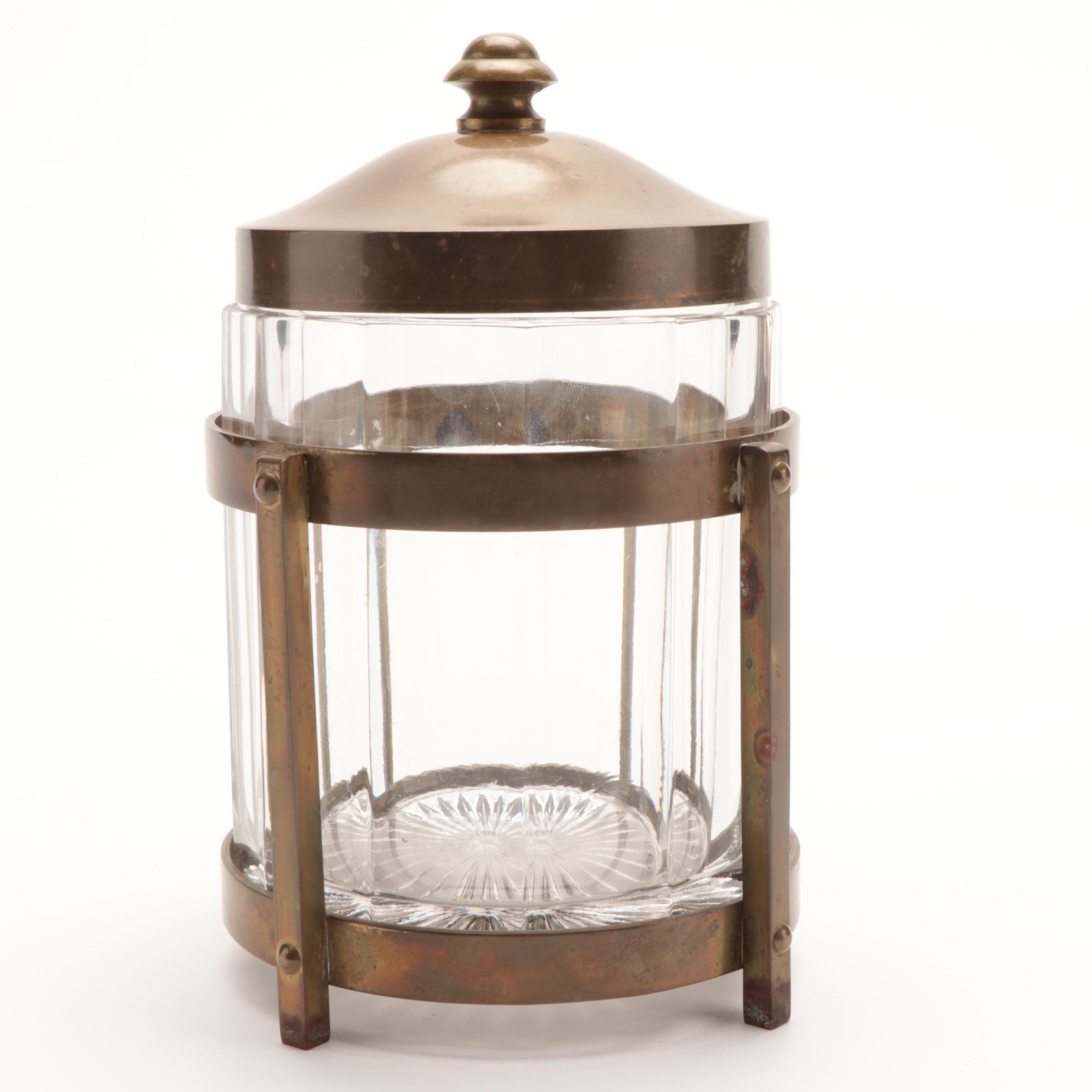 Bradley & Hubbard Brass and Glass Cigar Humidor with Stand, Early to Mid-20th C