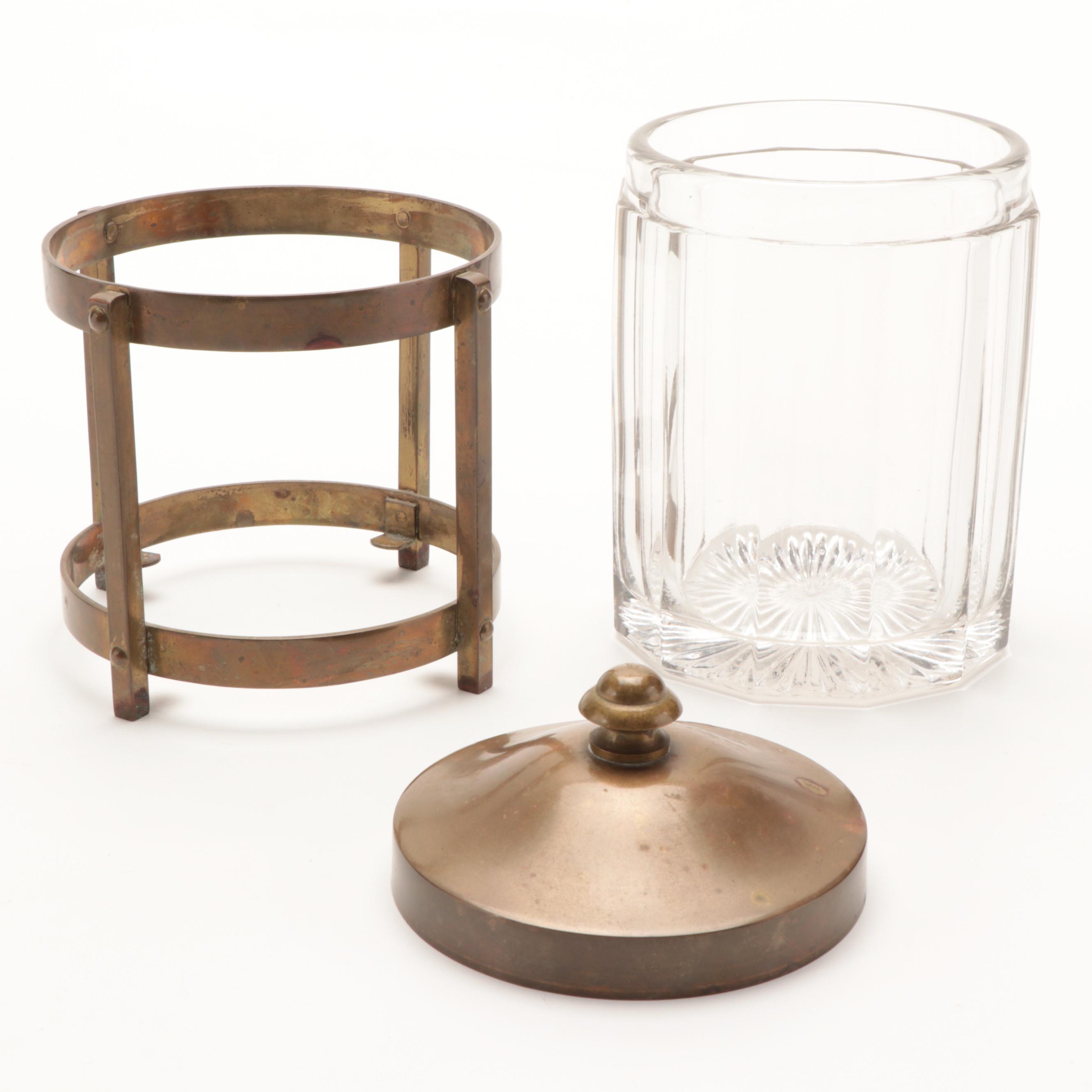 Bradley & Hubbard Brass and Glass Cigar Humidor with Stand, Early to Mid-20th C