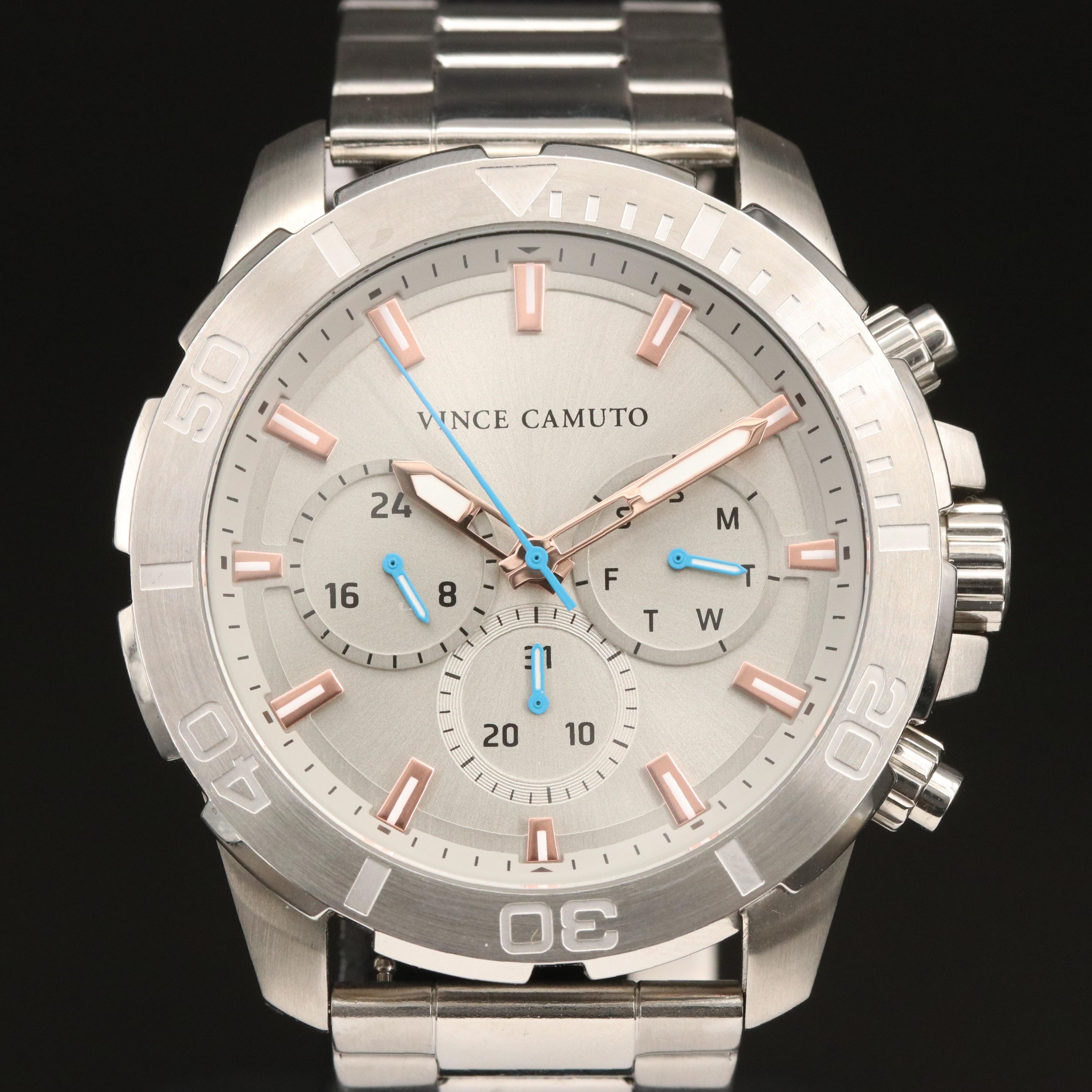 Vince Camuto Stainless Steel Day/Date Watch