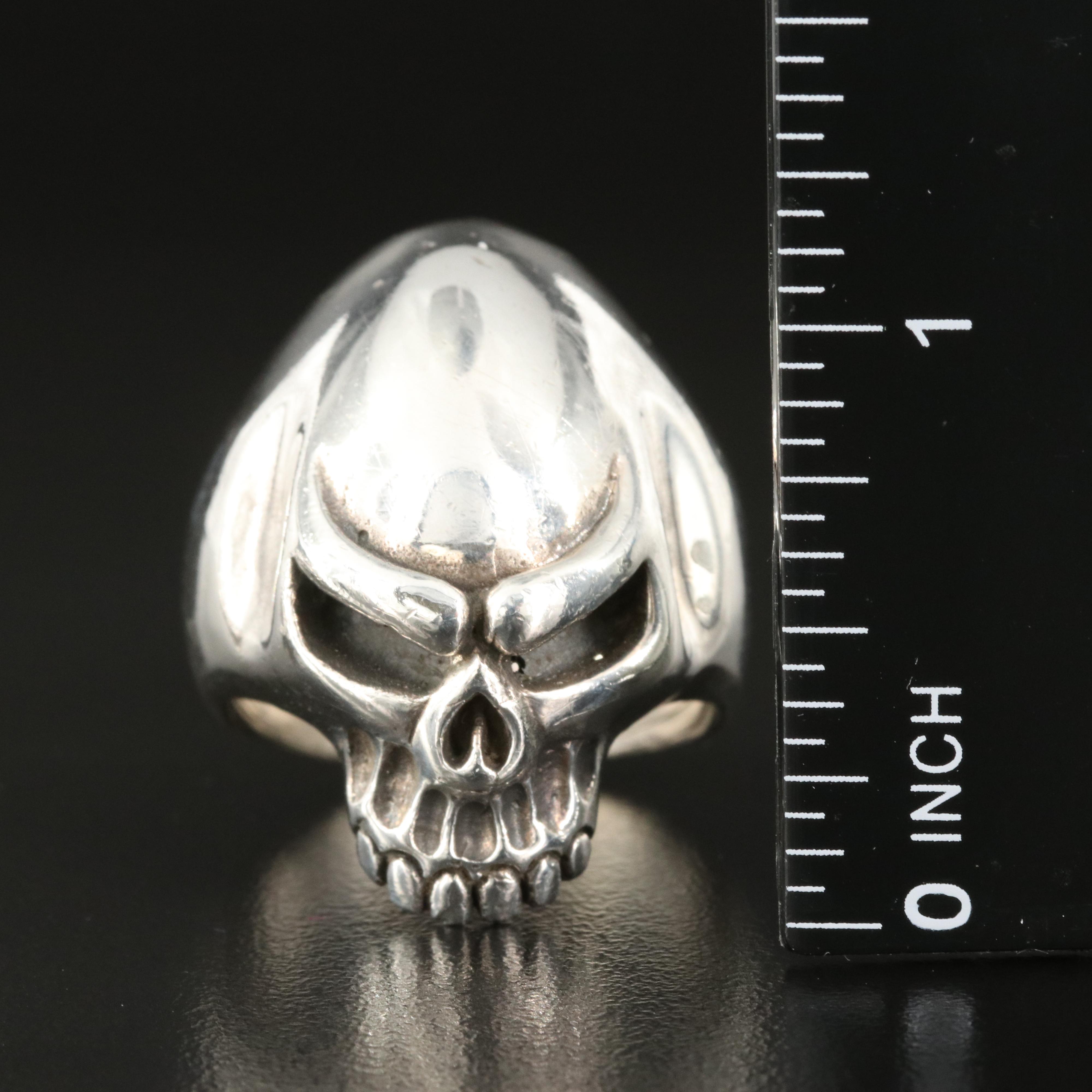 Sterling Skull Rings with Kinekt "Gear" Ring