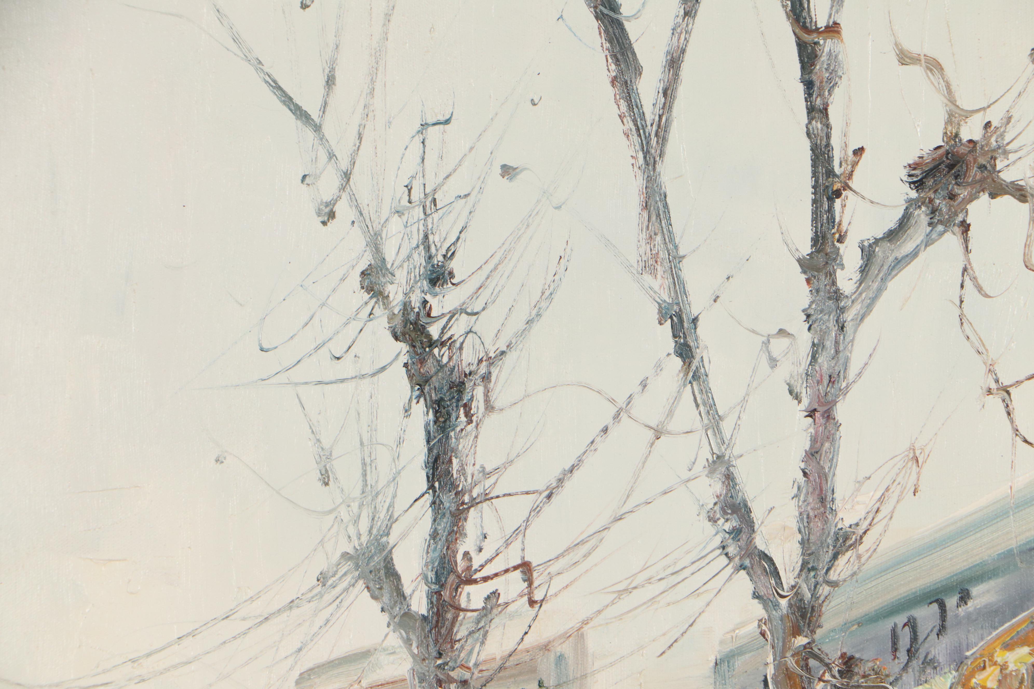 Street Scene Oil Painting, Circa 2000