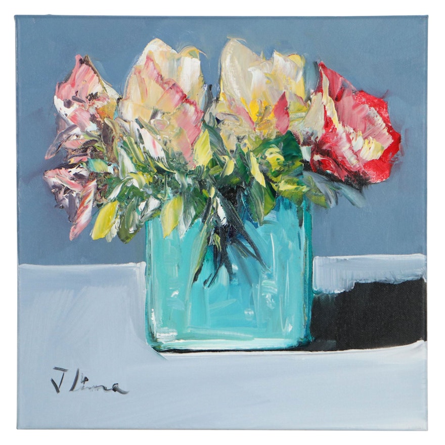 José M. Lima Floral Still Life Oil Painting, 2022