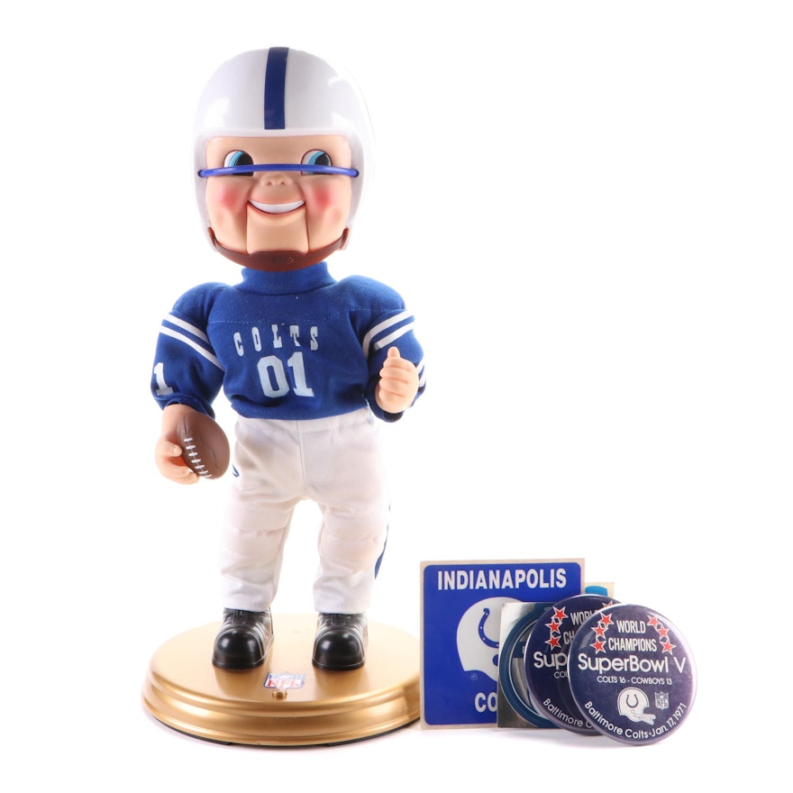 Colts Monday Night Football Singing Doll With Pinbacks, Decals and More