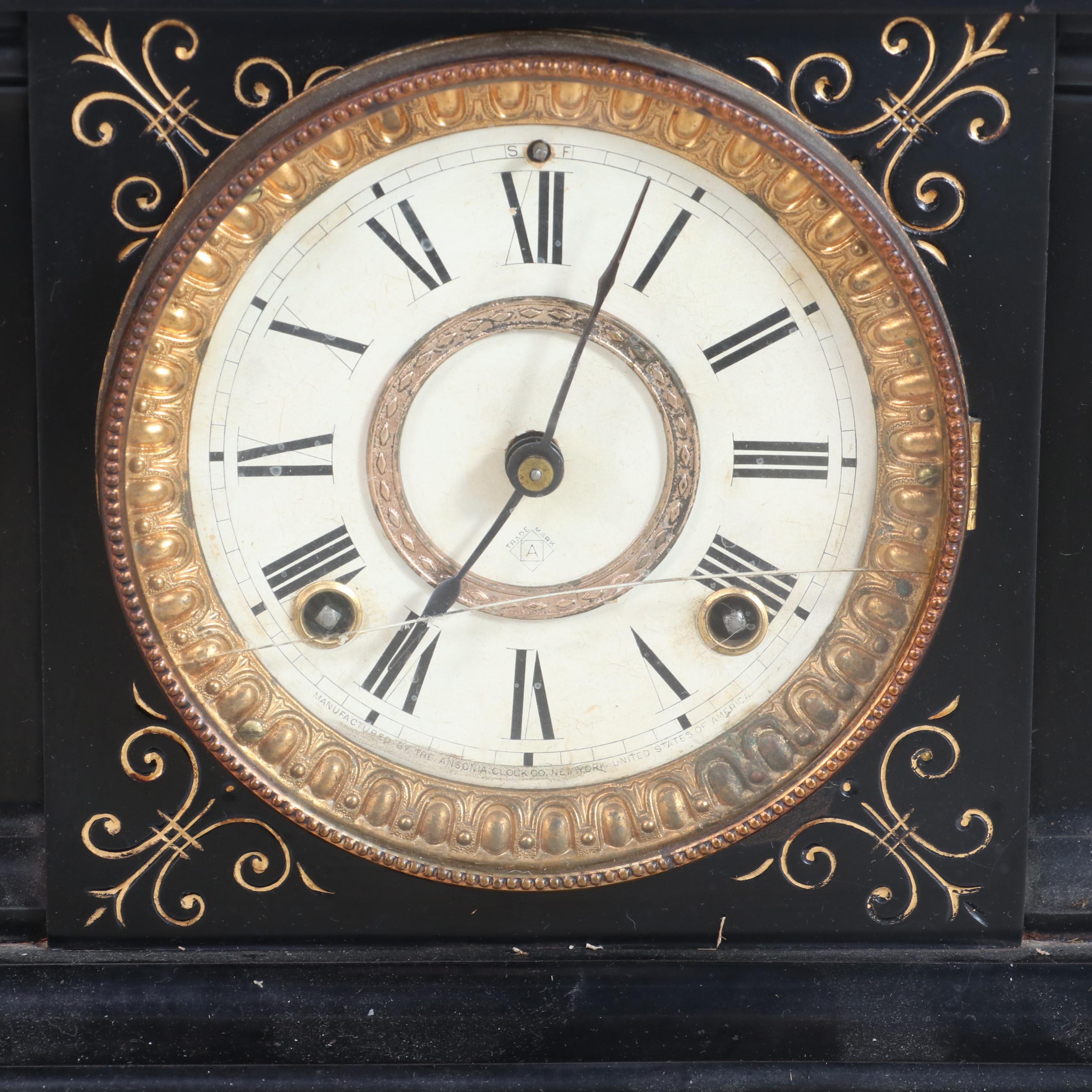 Ansonia Cast Iron Mantle Clock Late 19th/Early 20th Century