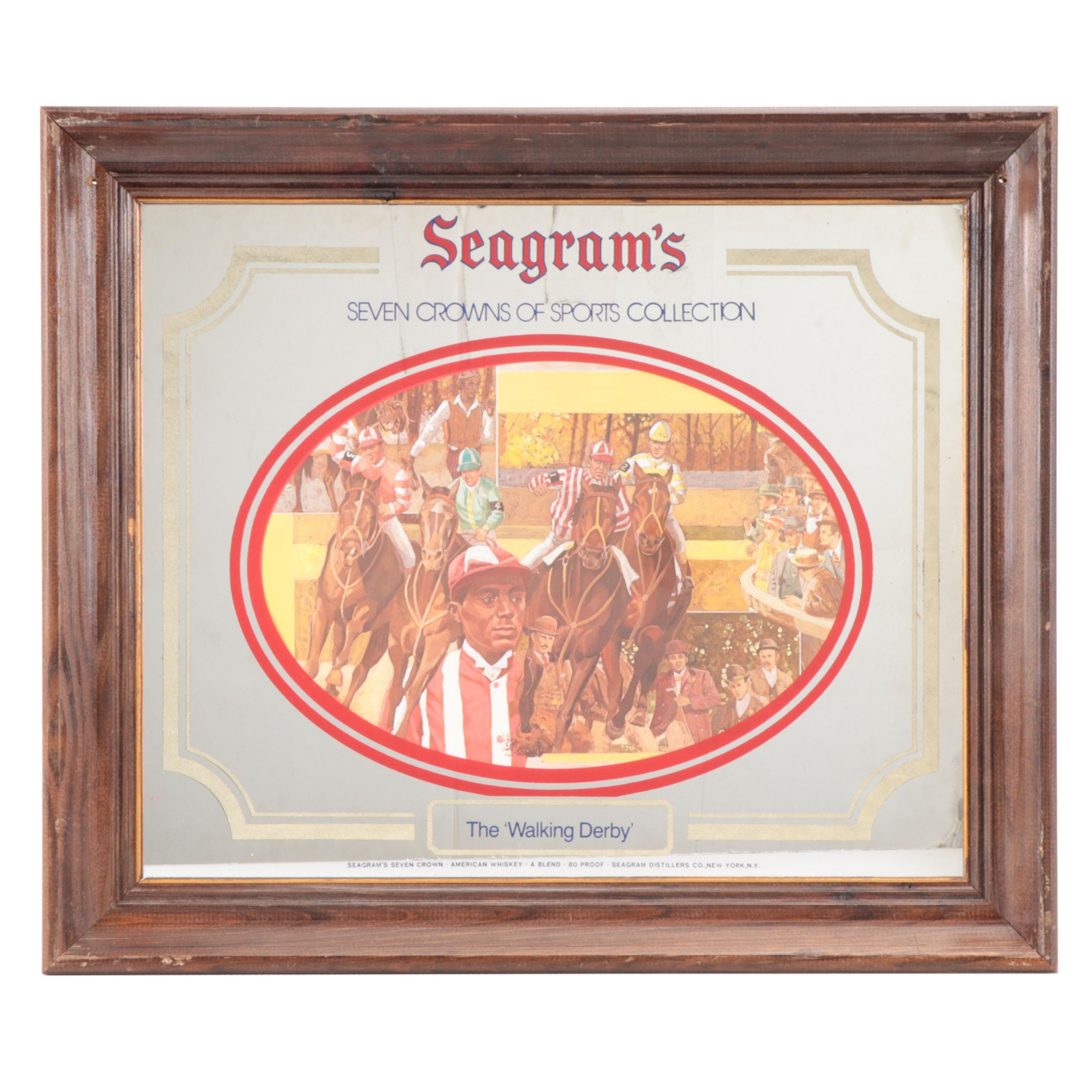 Seagram's Horse Racing Offset Lithograph Back Bar Advertising Mirrors