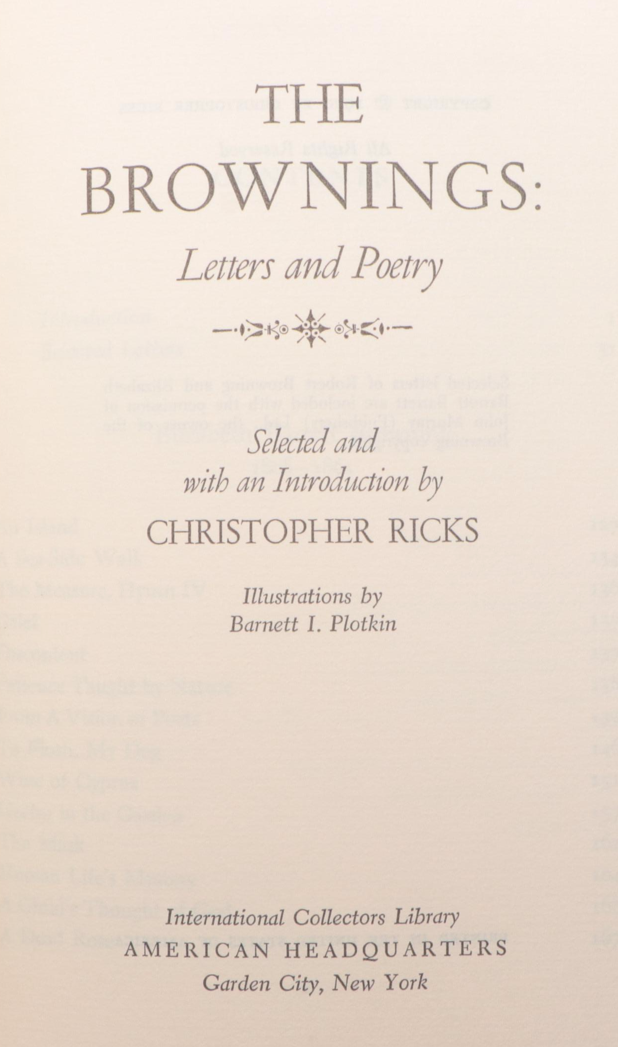 "The Brownings: Letters and Poetry" by Christopher Ricks and More