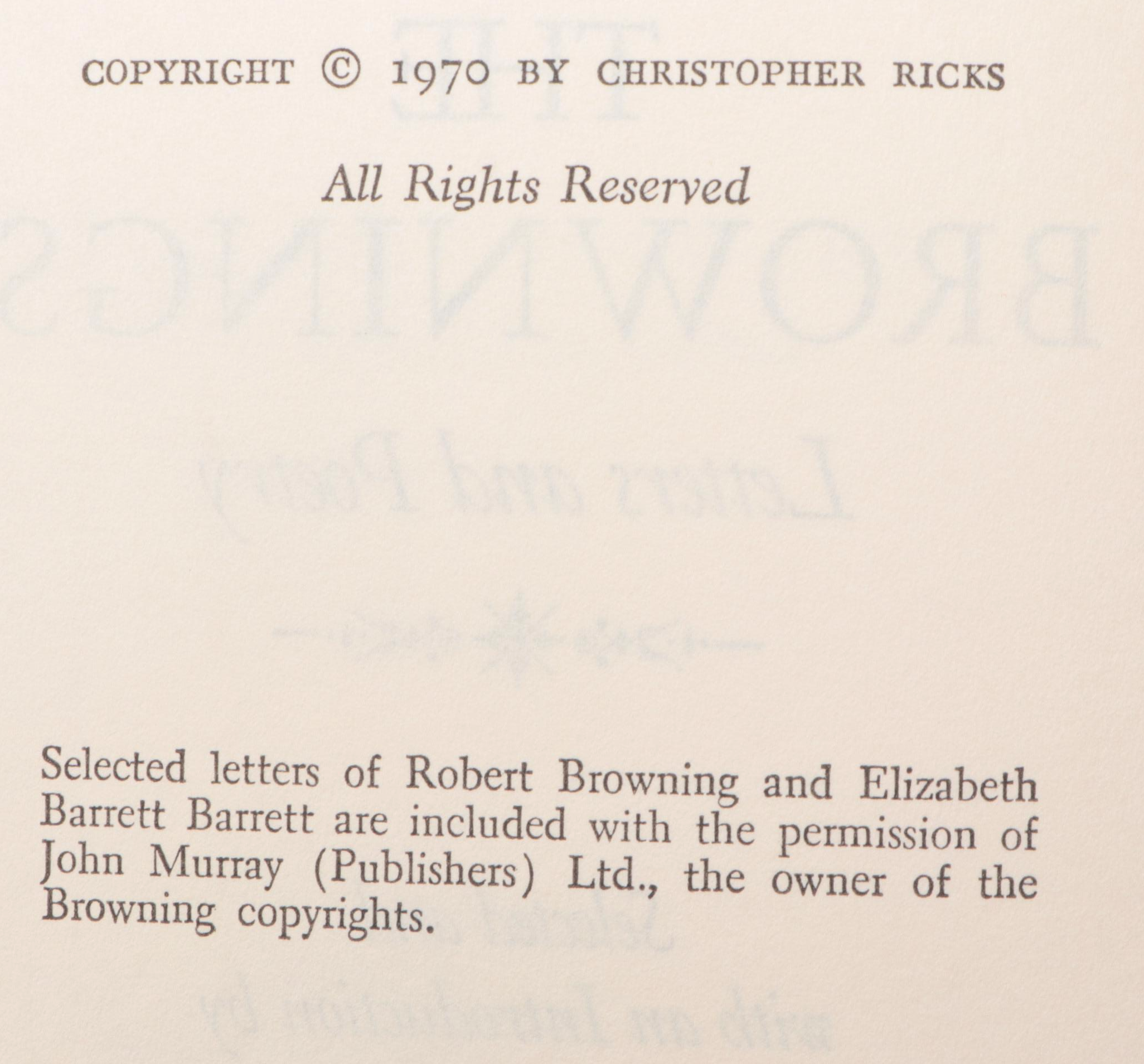 "The Brownings: Letters and Poetry" by Christopher Ricks and More