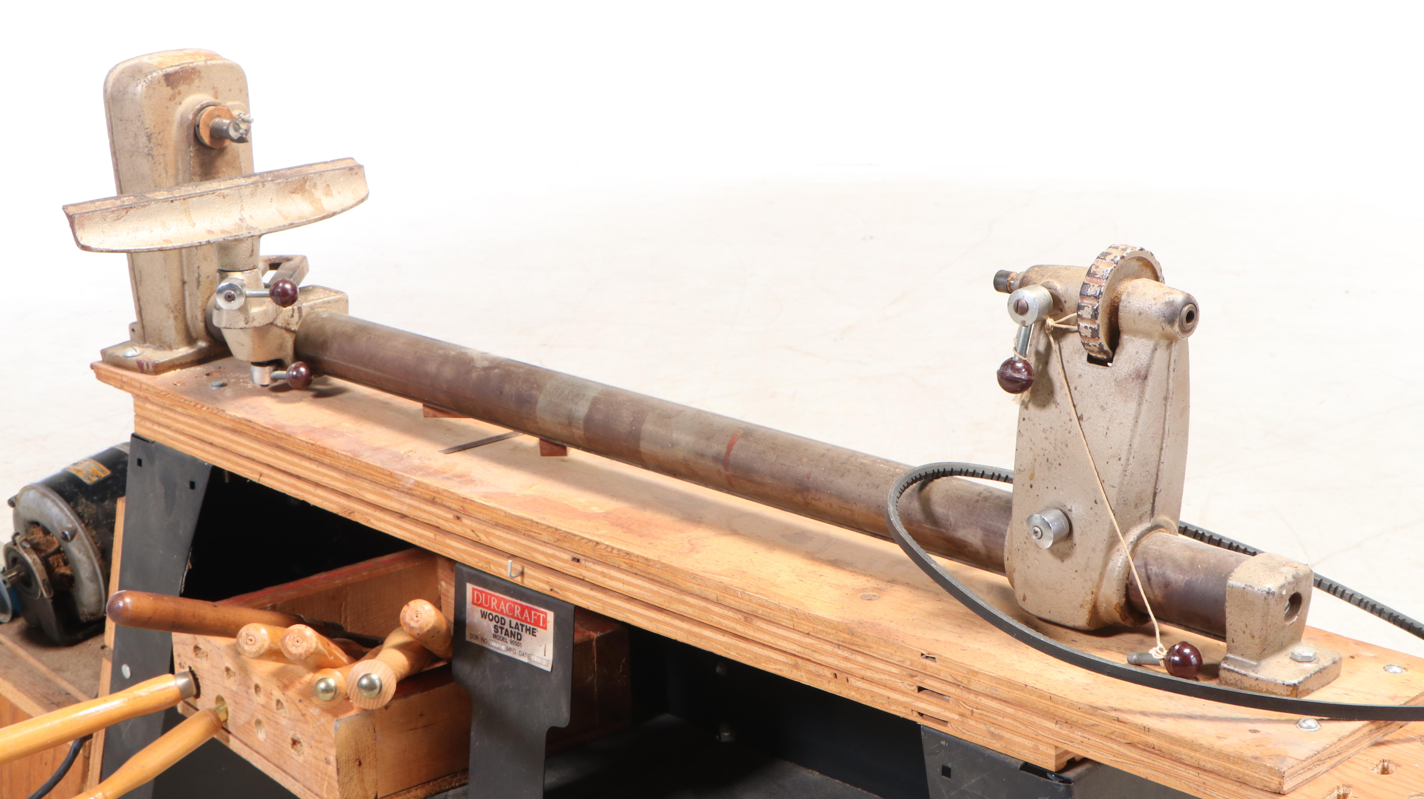 Duracraft Wood Lathe Stand with Electric Lathe and Eight Chisels
