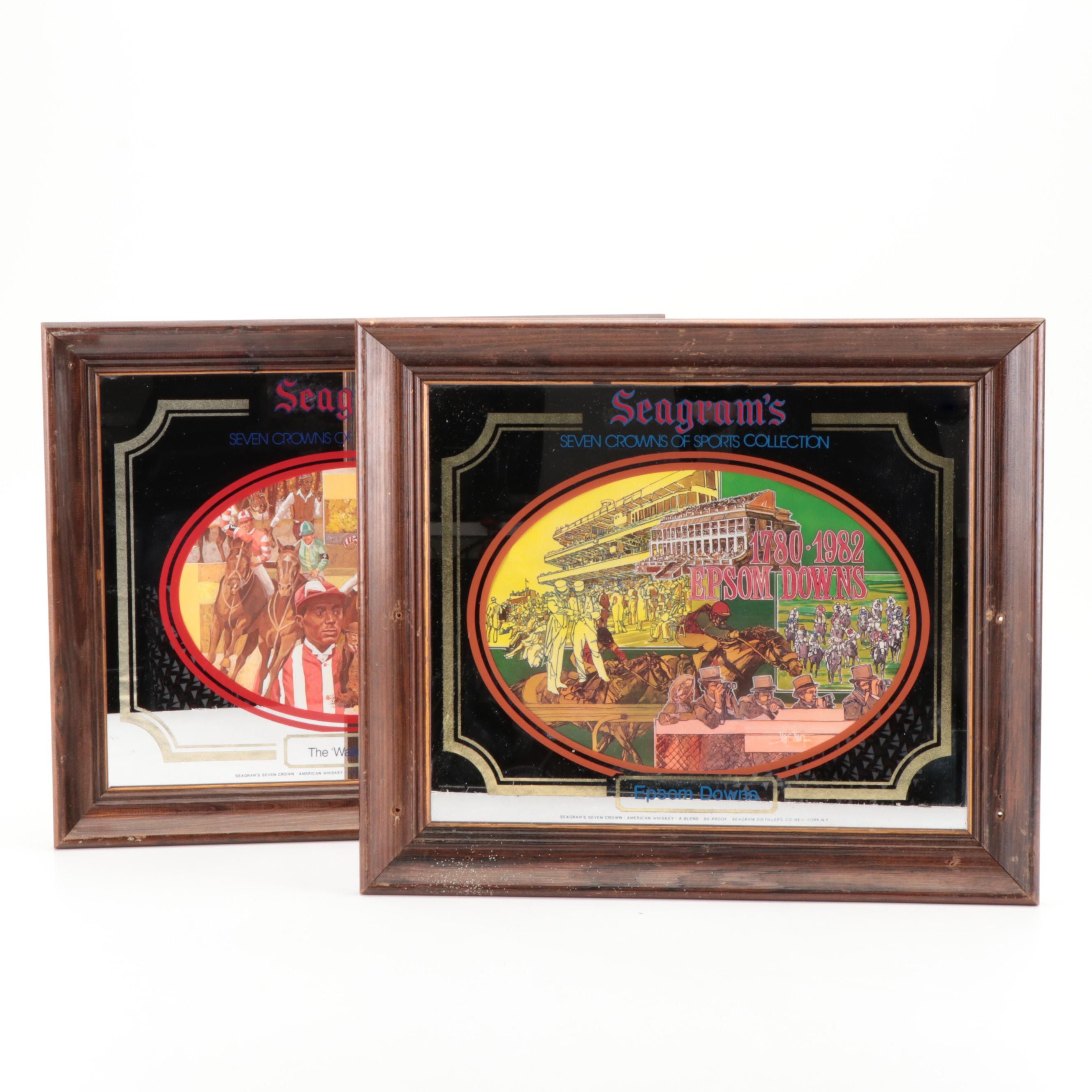 Seagram's Horse Racing Offset Lithograph Back Bar Advertising Mirrors