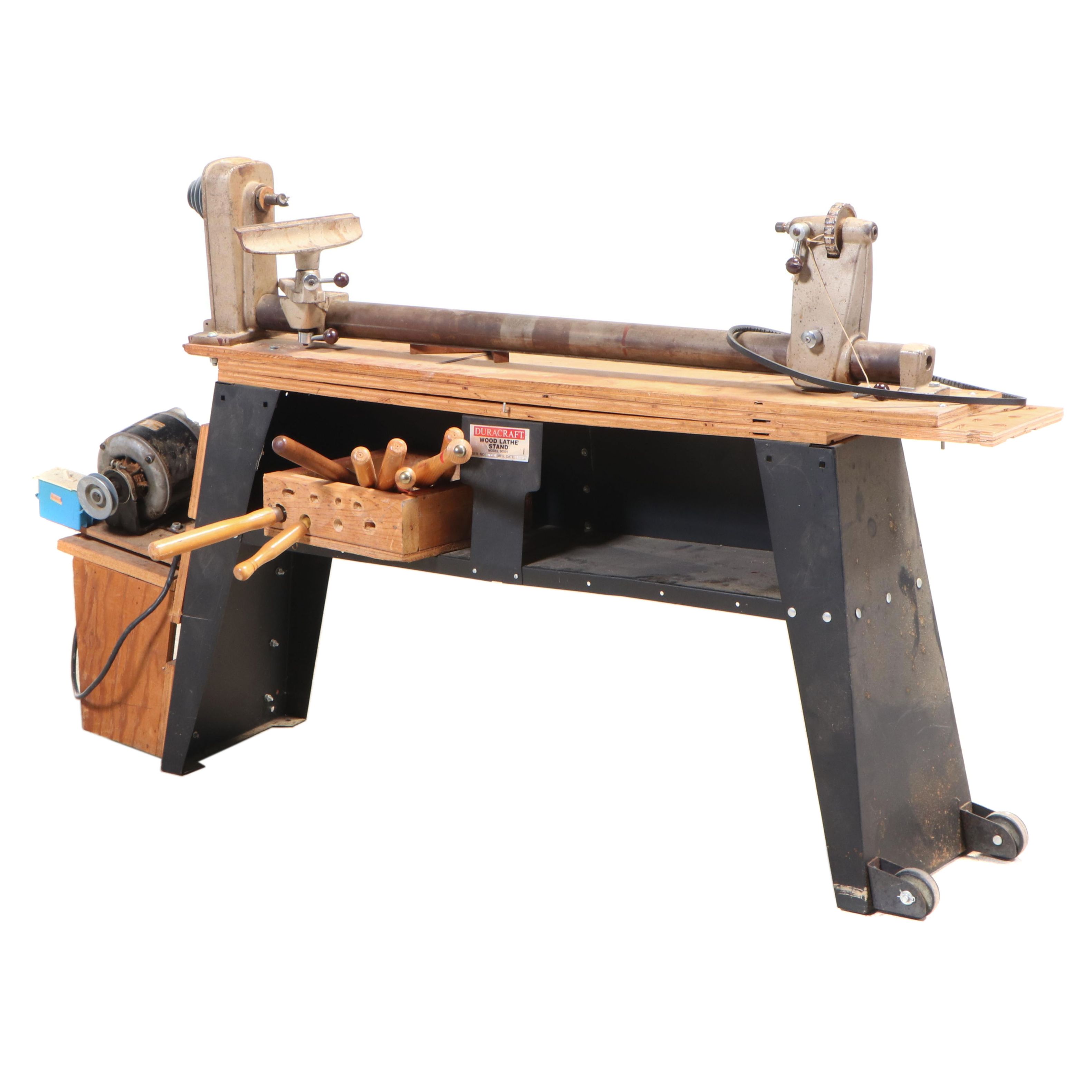 Duracraft Wood Lathe Stand with Electric Lathe and Eight Chisels