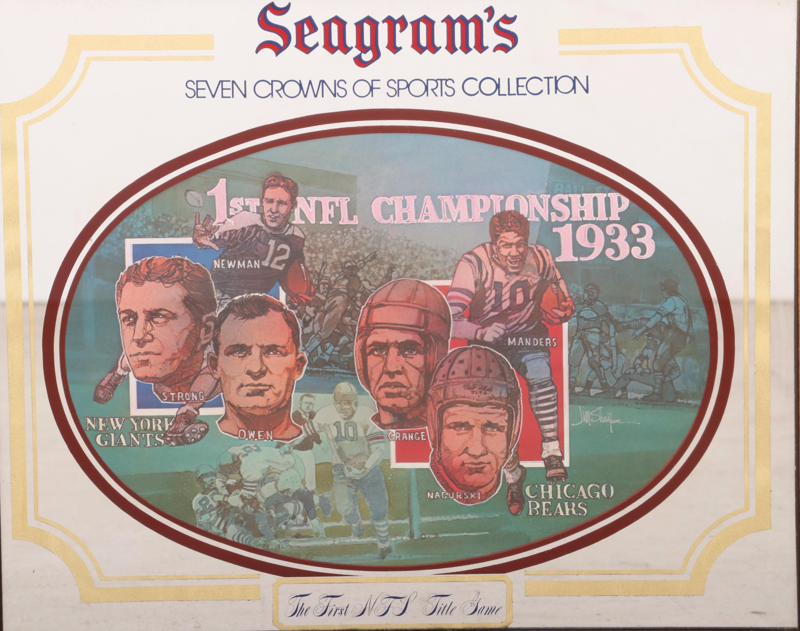 Seagram's Seven Crowns of Sports Collection NFL Football Themed Bar Mirrors