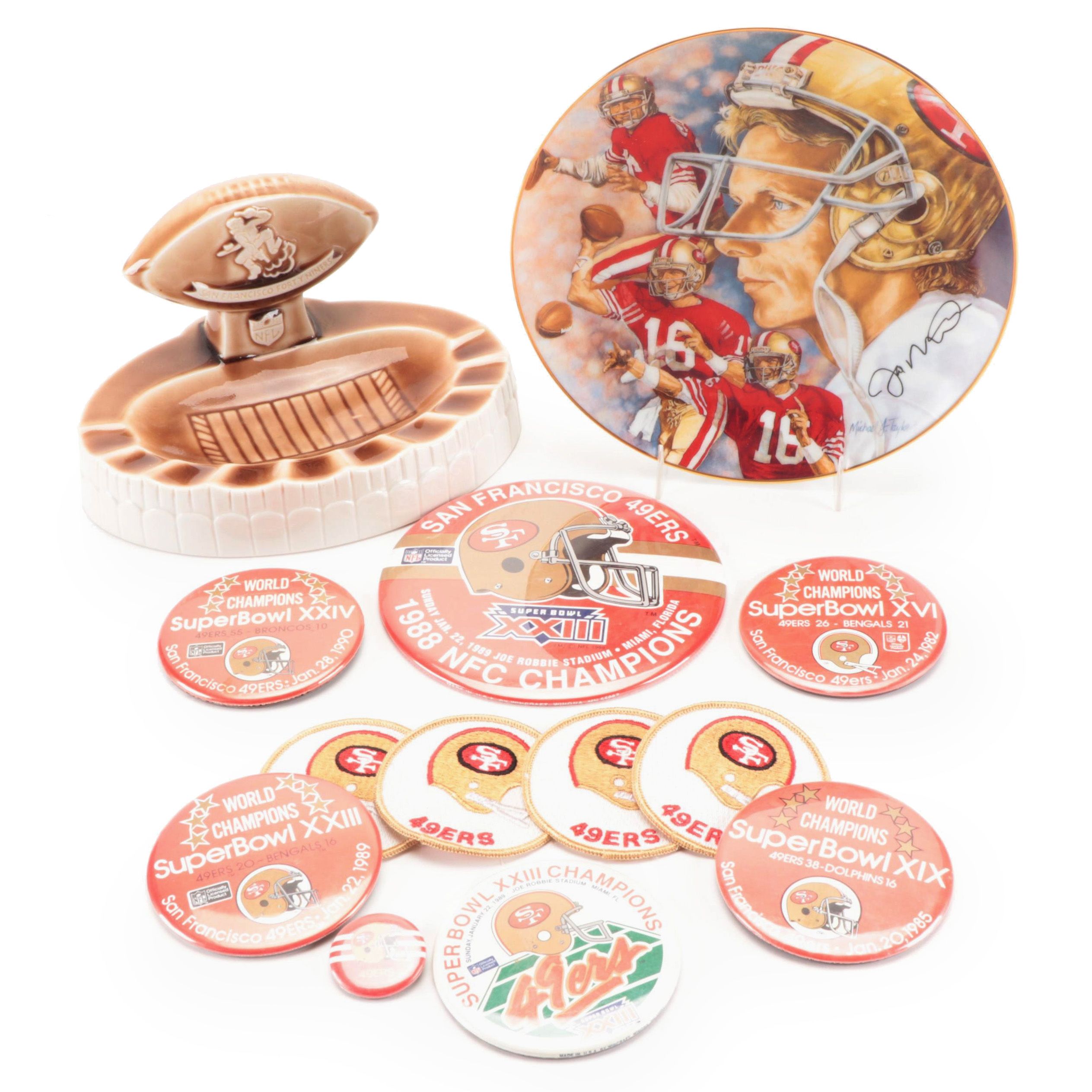 Weico San Francisco 49ers Stadium Ashtray, Gartlan Joe Montana Collector Plate