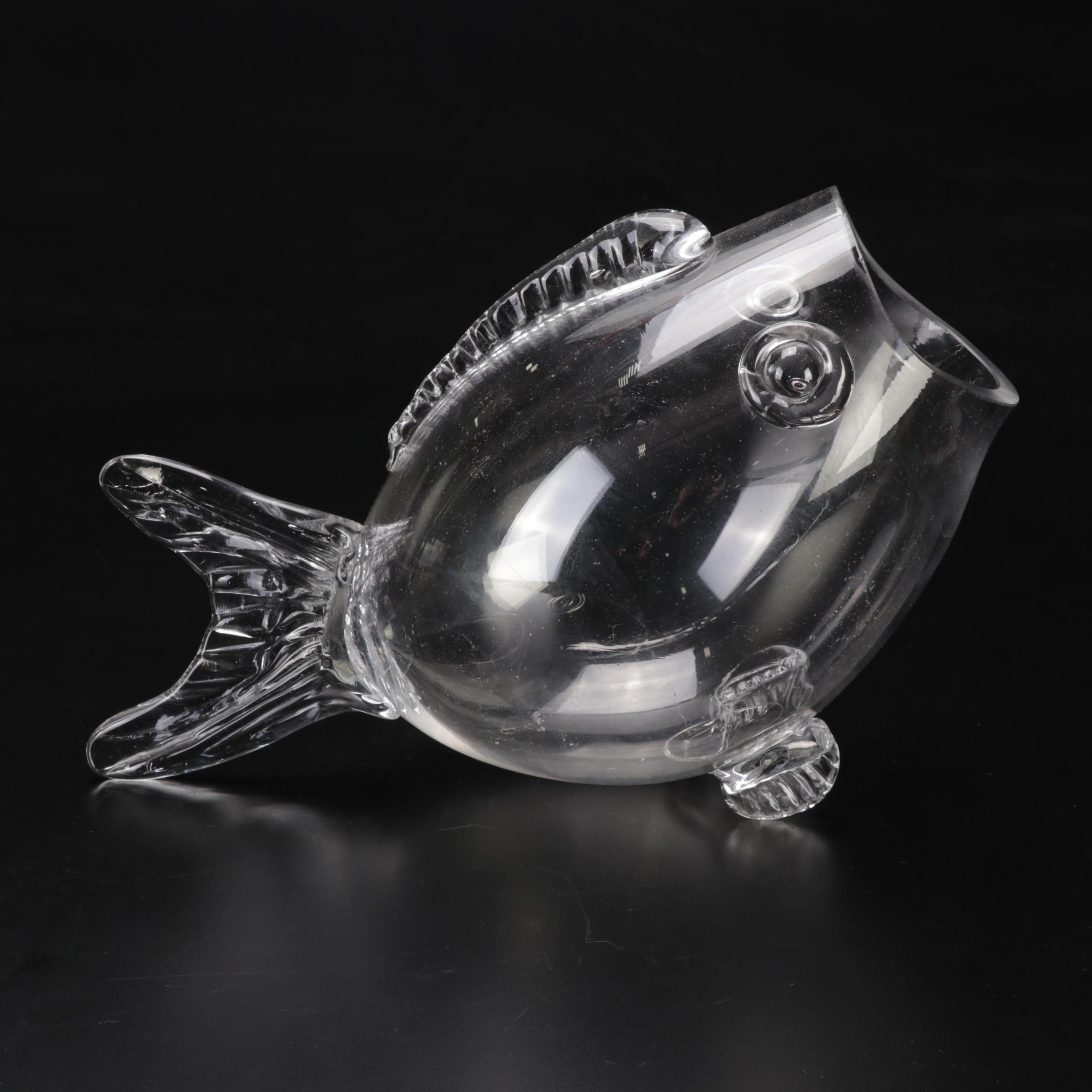 Blenko Style Blown Glass Fish Bowl, Mid-20th Century