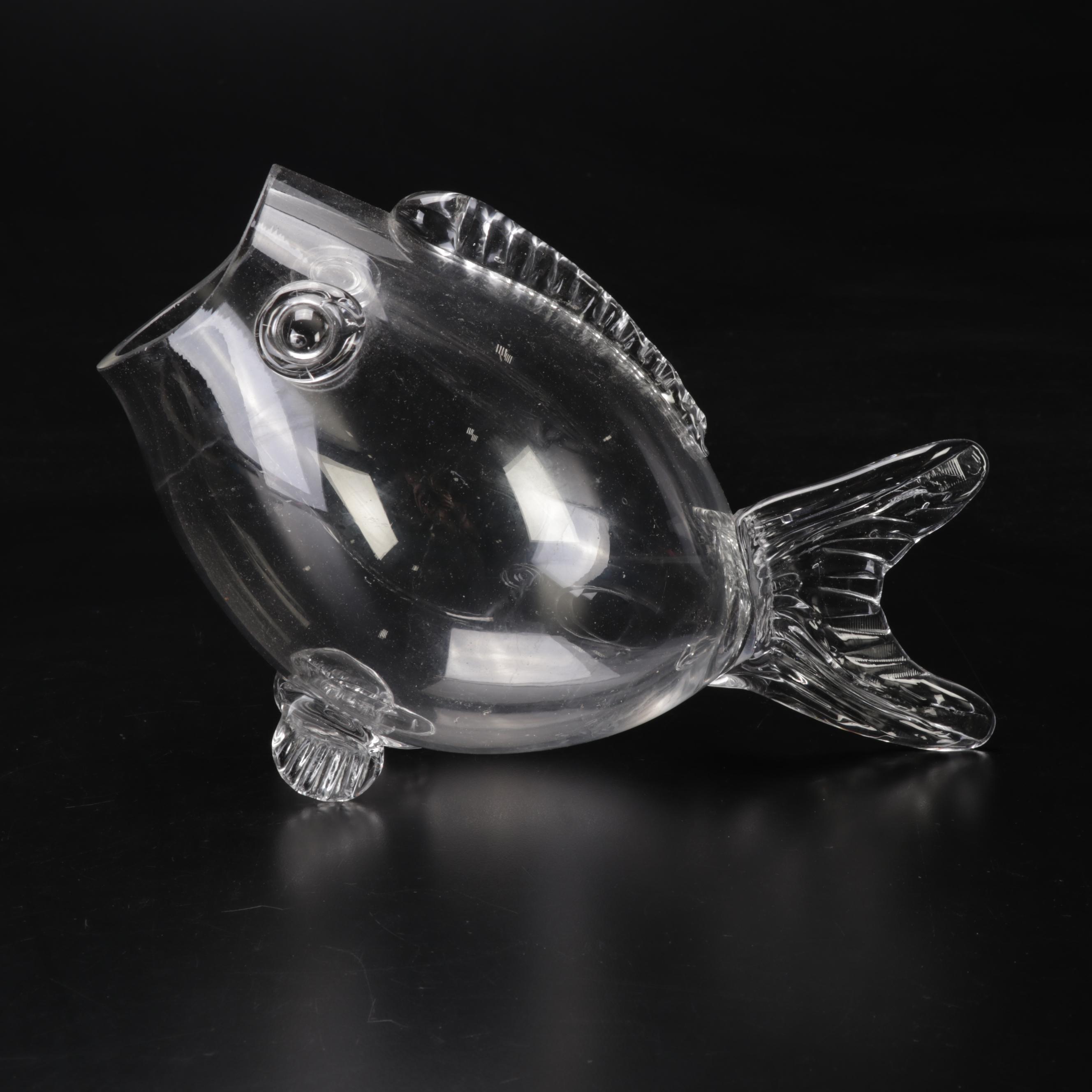 Blenko Style Blown Glass Fish Bowl, Mid-20th Century
