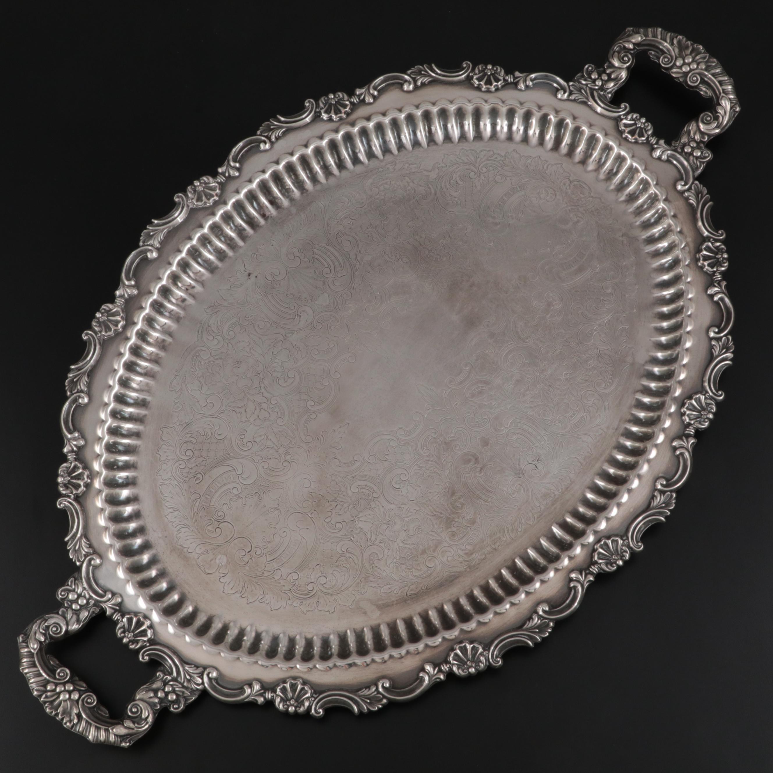 Sheffield Reproduction Silver Plate Serving Tray