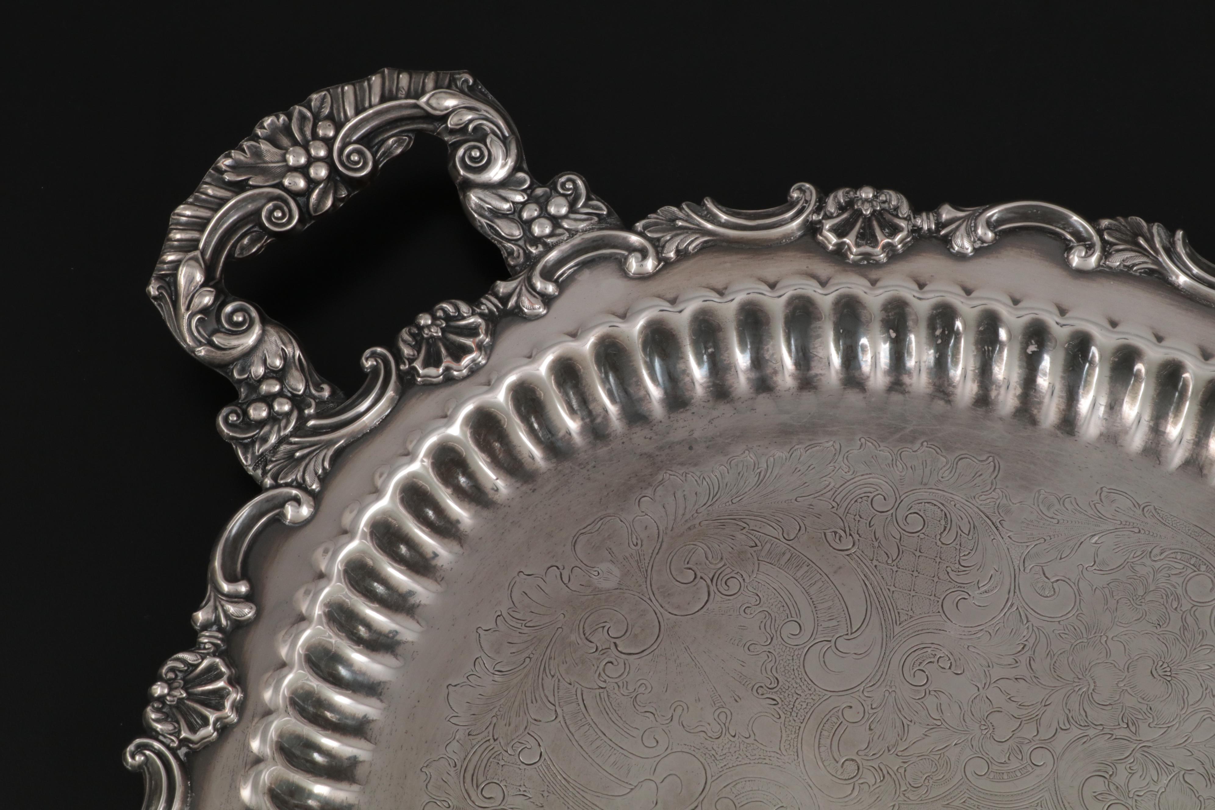 Sheffield Reproduction Silver Plate Serving Tray