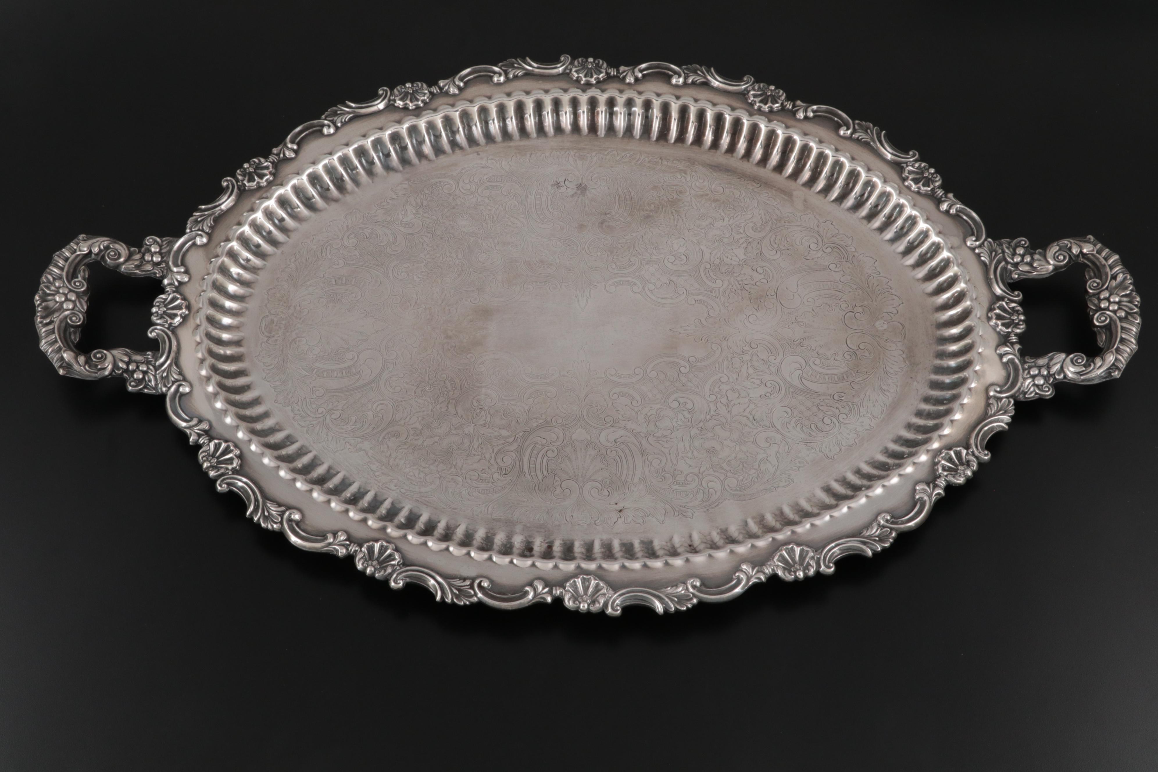 Sheffield Reproduction Silver Plate Serving Tray