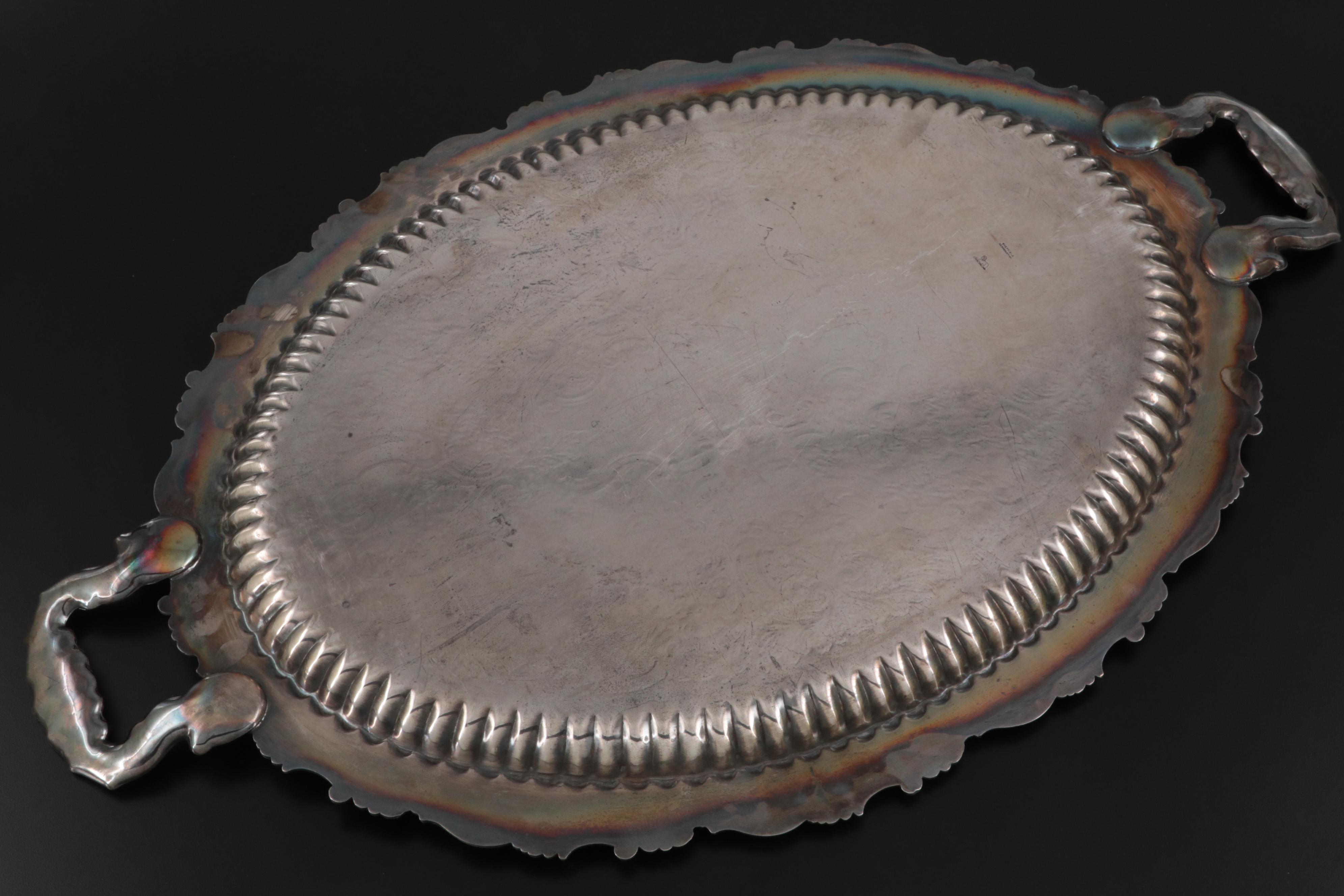 Sheffield Reproduction Silver Plate Serving Tray