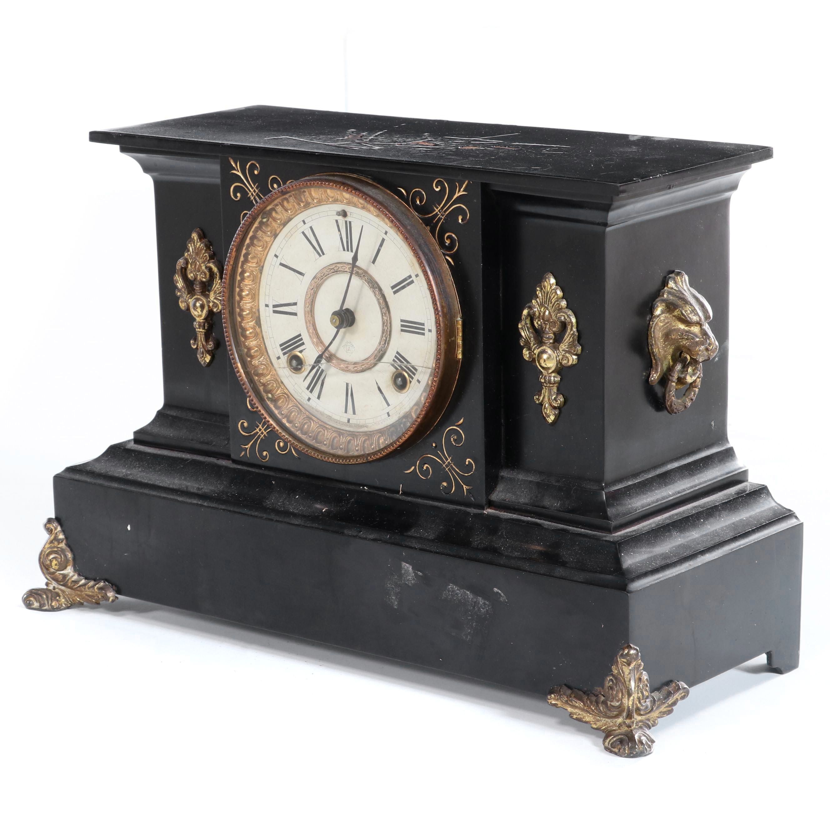 Ansonia Cast Iron Mantle Clock Late 19th/Early 20th Century