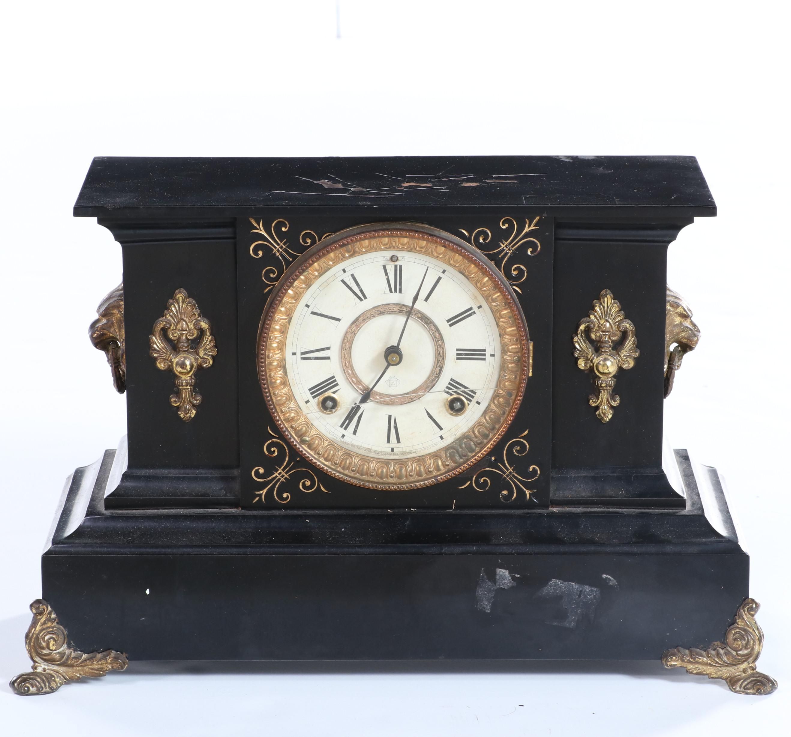 Ansonia Cast Iron Mantle Clock Late 19th/Early 20th Century
